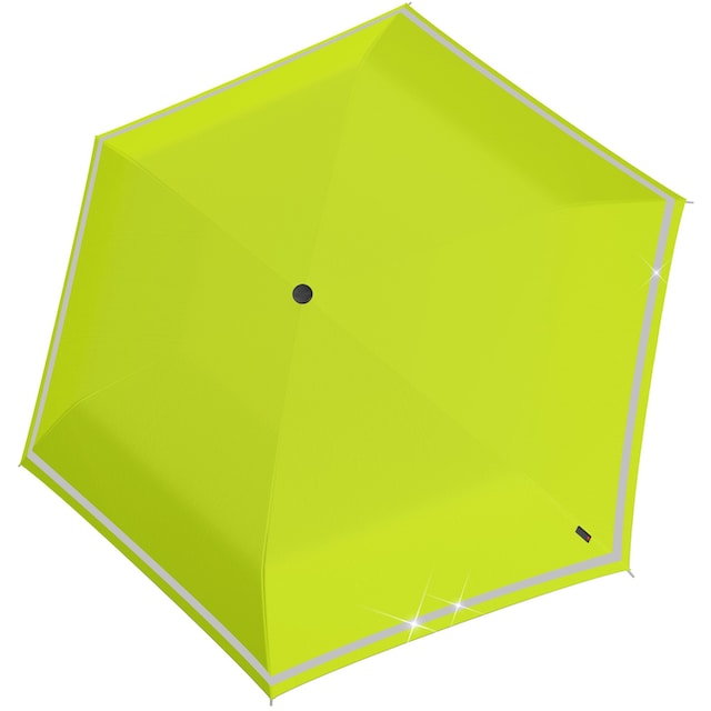 Knirps® Taschenregenschirm »Rookie manual, lime reflective«, für Kinder;  mit umlaufendem, reflektierendem Band am Schirmdach jetzt bestellen