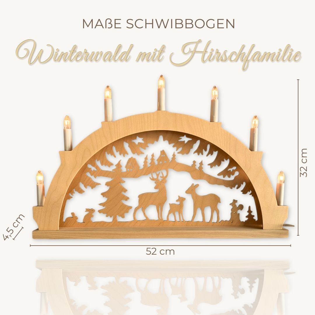Weigla Schwibbogen »Winterwald mit Hirschfamilie, Lichterbogen aus Holz, NATUR«