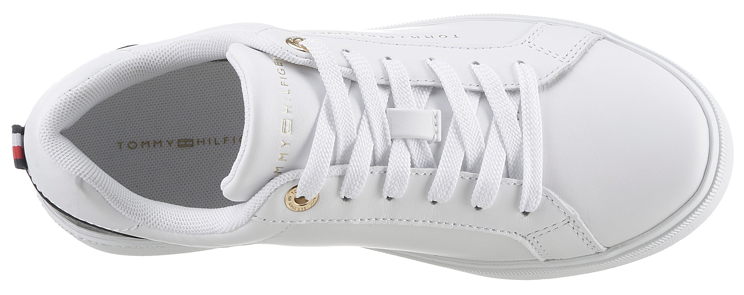 Tommy Hilfiger Plateausneaker »ELEVATED ESSENTIAL COURT SNEAKER«, mit Kontrastbesatz an der Ferse, Freizeitschuh, Halbschuh, Schnürschuh