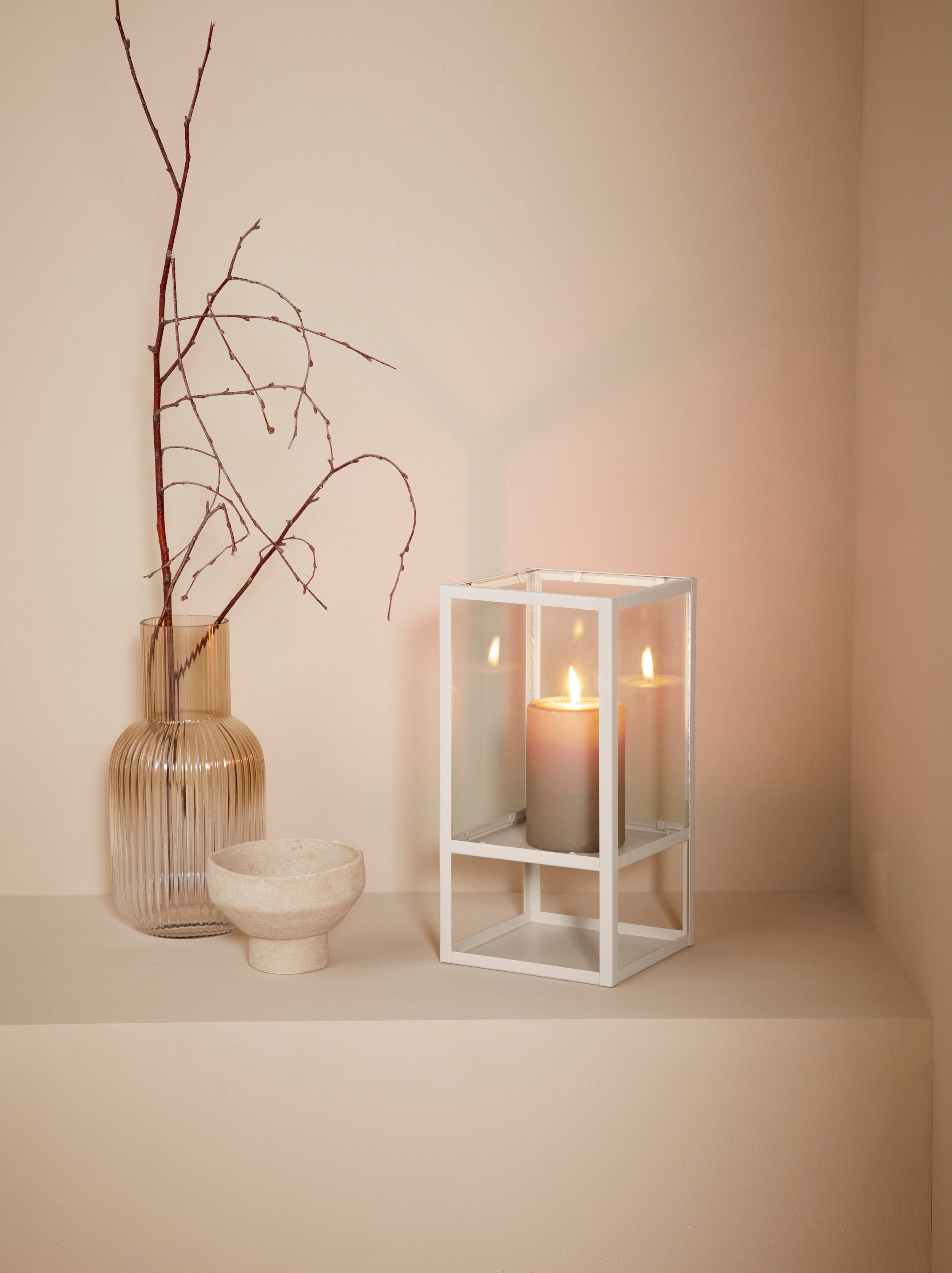 LEGER HOME BY LENA GERCKE Windlicht »Zhara« aus Metall und Glas caramel