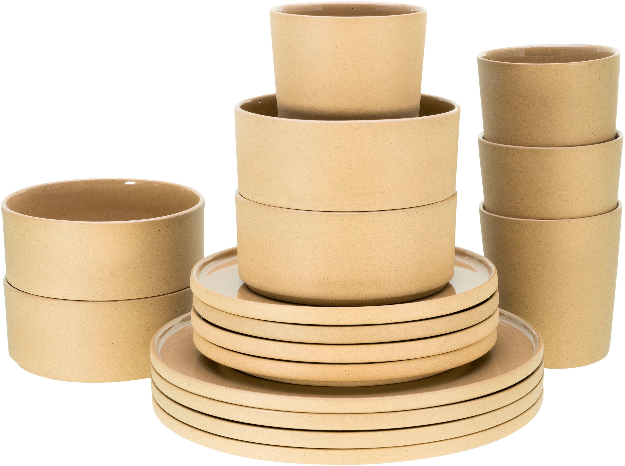 CreaTable Kombiservice »Futuro«, (Set, 16 tlg.), Service, je 4 Speiseteller, Dessertteller, Schalen, Kaffeebecher