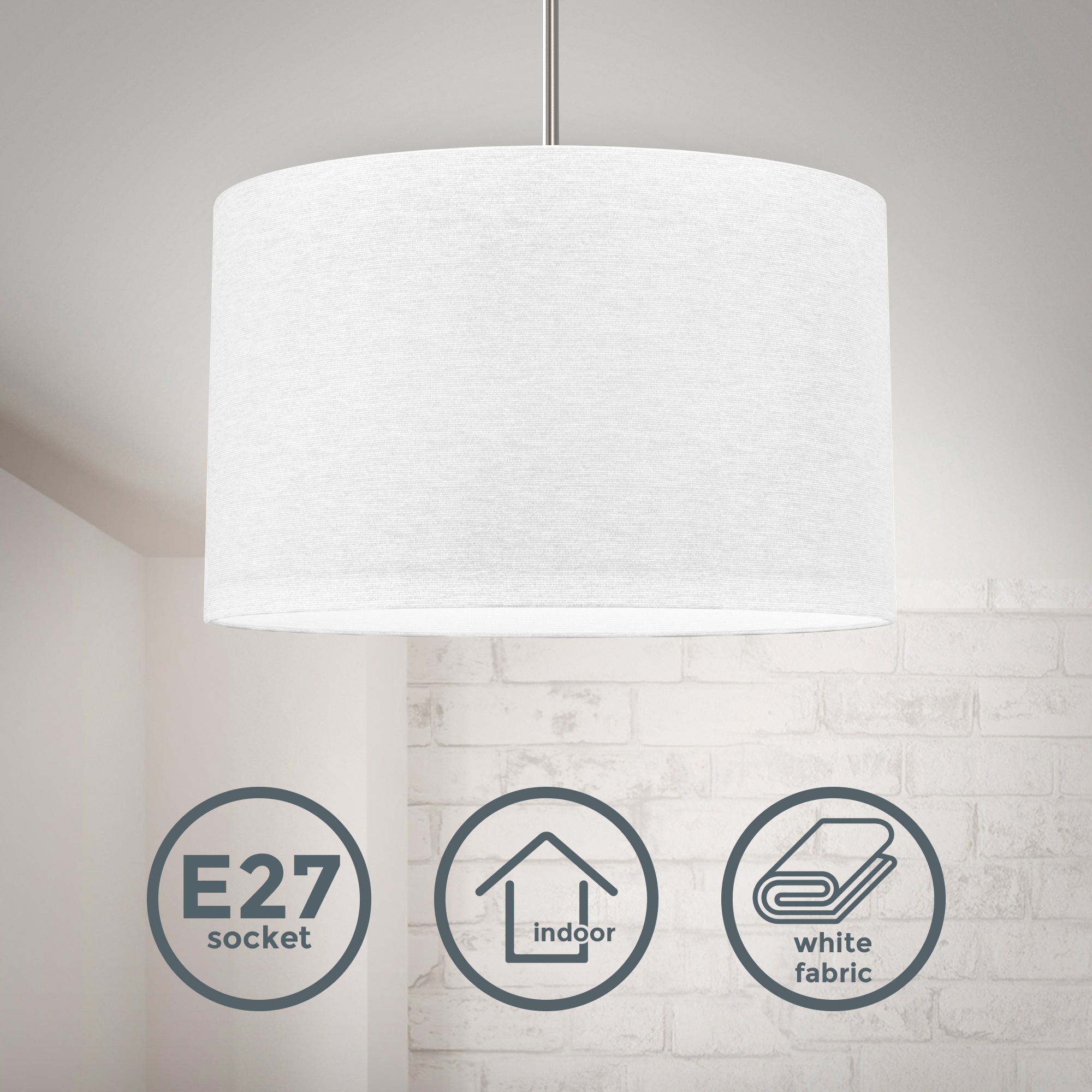 B.K.Licht Pendelleuchte, 1 Wohnzimmer, Deckenlampe, weiß online Lampenschirm, E27, Hängeleuchte, Textil bestellen flammig-flammig