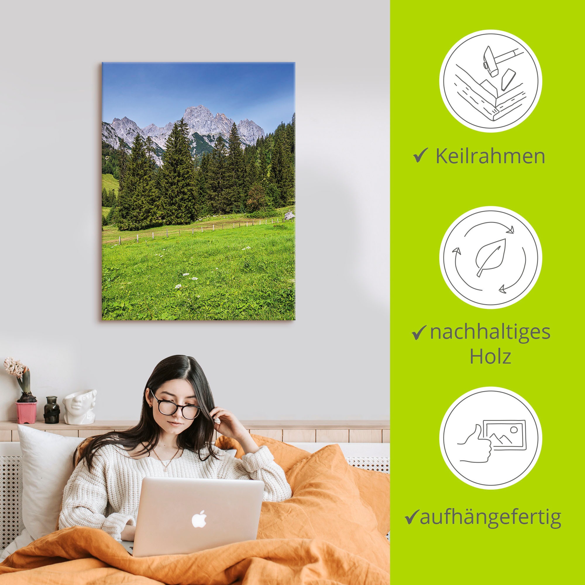 Artland Wandbild »Landschaft Berchtesgadener Land Bayern«, Berge & Alpenbilder, (1 St.), als Alubild, Leinwandbild, Wandaufkleber oder Poster in versch. Größen