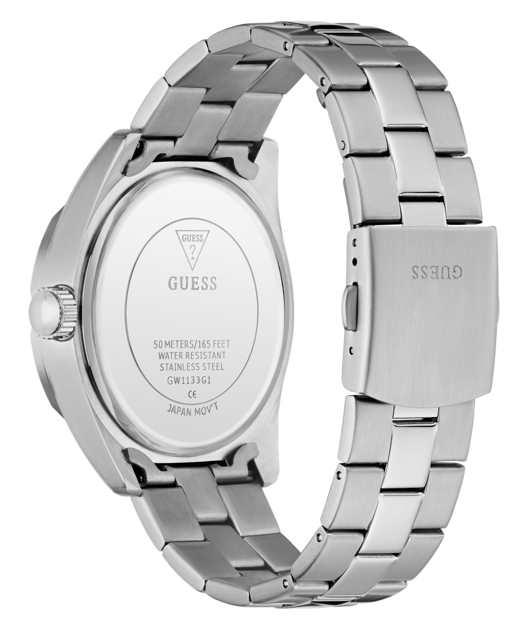 Guess Multifunktionsuhr »ROCCO« Quarzuhr, Armbanduhr, Herrenuhr, Edelstahlarmband, analog, Tag