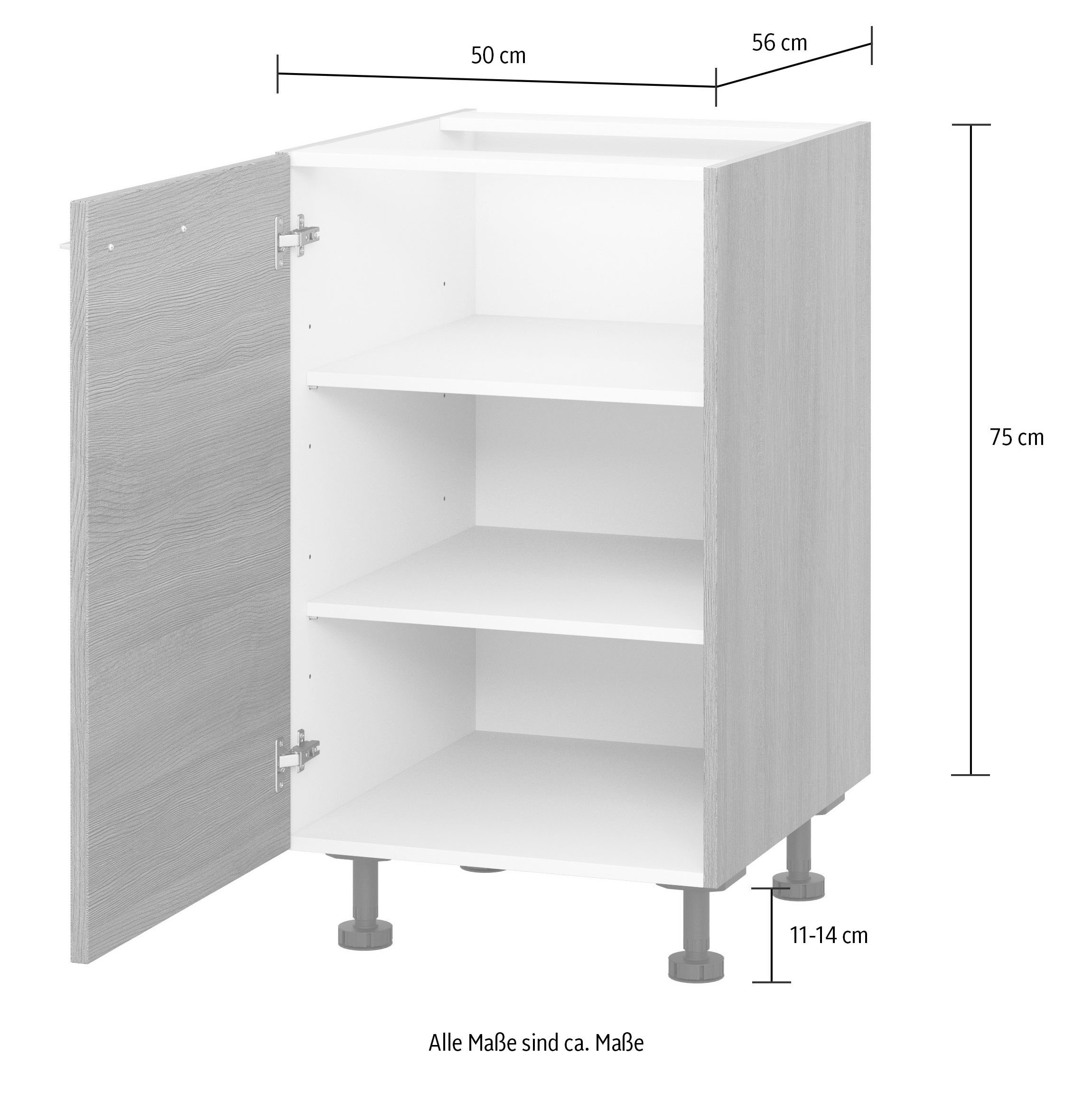 KOCHSTATION Unterschrank »KS-Trea U50«, mit zwei Einlegeböden, Breite 50 cm, Höhe 75 cm