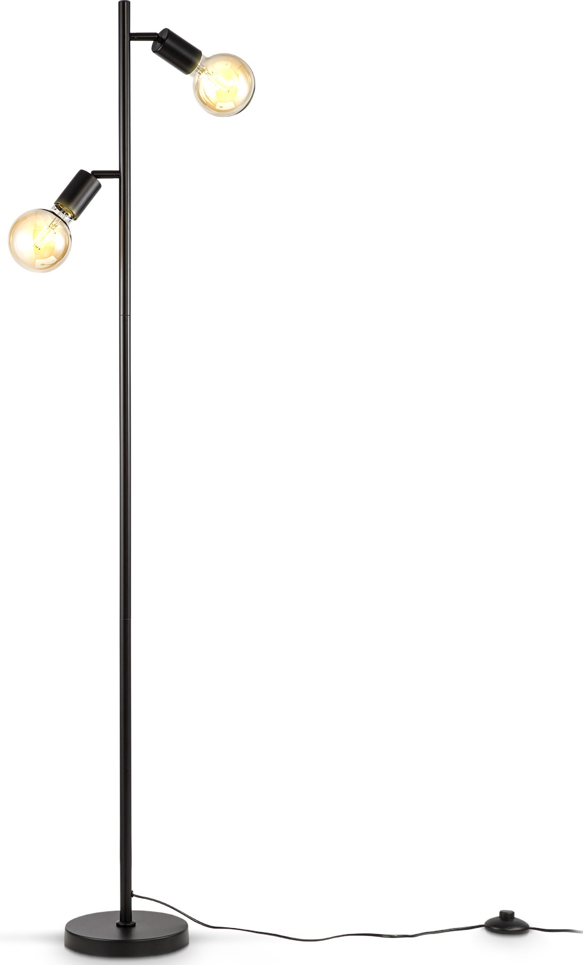 B.K.Licht Stehlampe, Metall, schwarz, für Leuchtmittel E27 Fassung, Ohne Leuchtmittel, Inkl. Kabelschalter