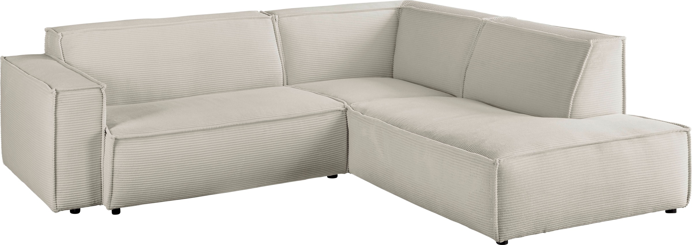 3C Candy Ecksofa »Matteo in elegant, kubischer Formensprache, bequem, L-Form«, mit auffälliger Kedernaht, Cord-Bezug, Lounge-Charakter