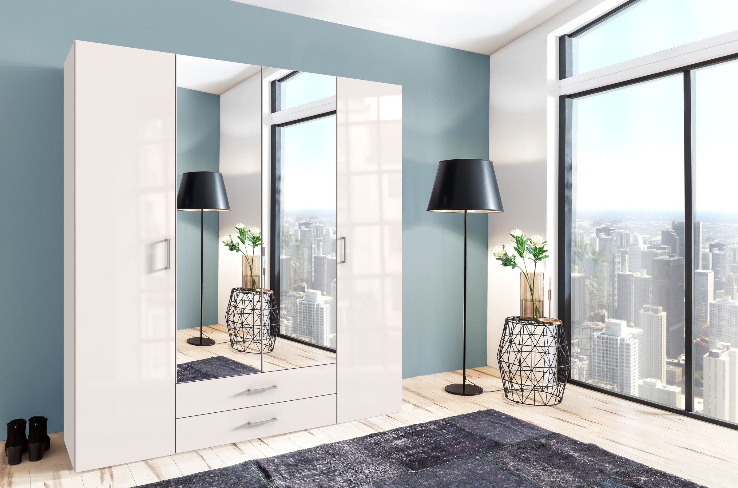 Wimex Drehtürenschrank »Mugano« mit langen oder kurzen Griffen aus Metall, günstig online kaufen