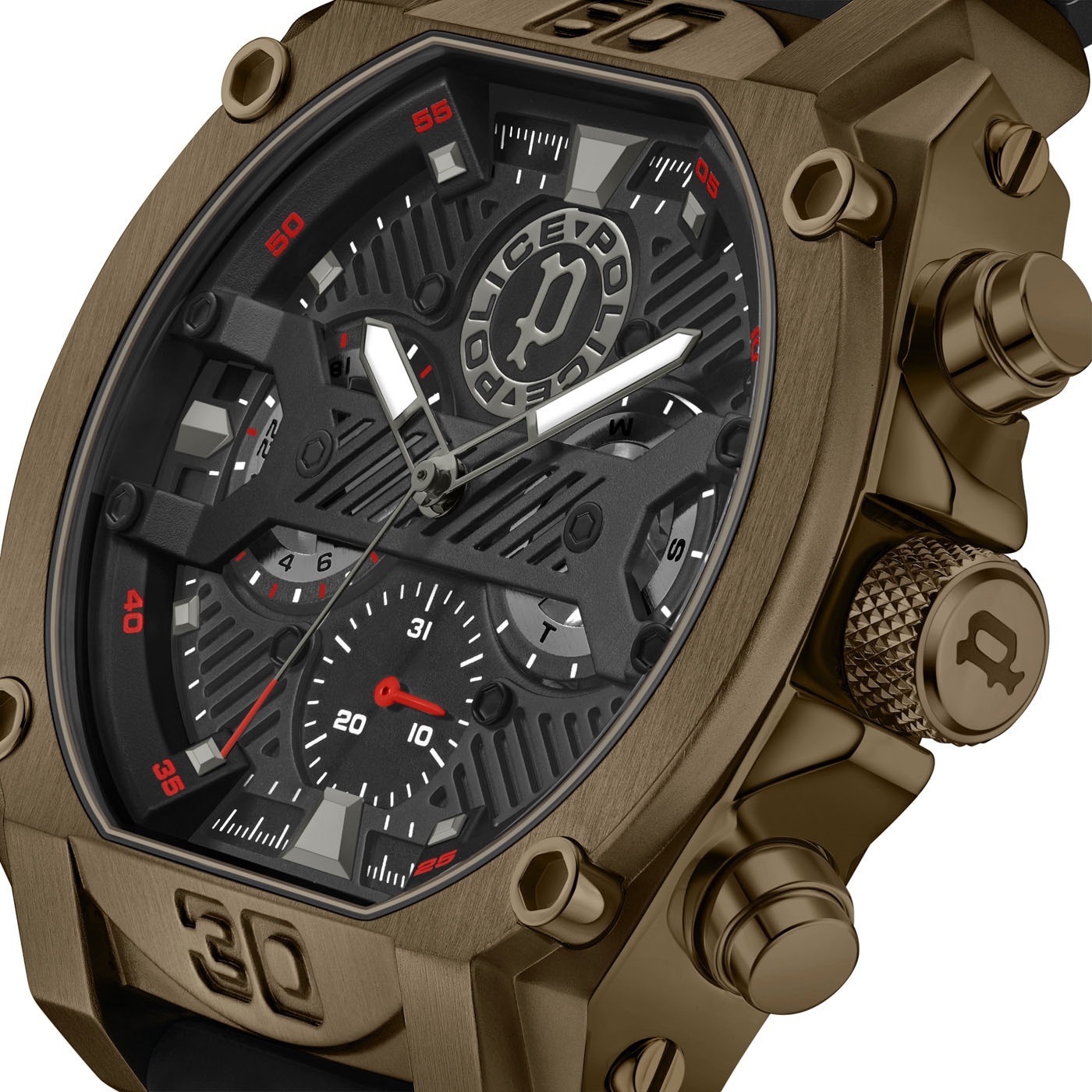 Police Multifunktionsuhr »NORWOOD«, Quarzuhr, Armbanduhr, Herrenuhr, Silikonarmband, analog