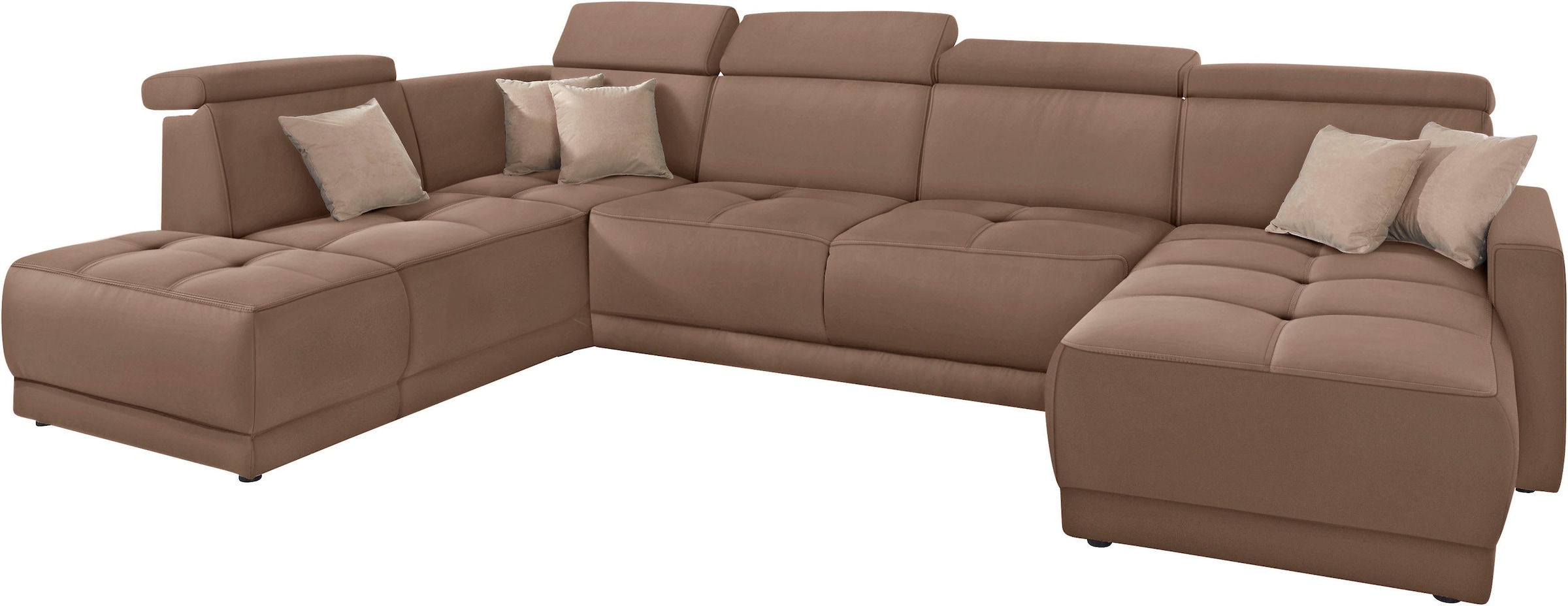 DOMO collection Wohnlandschaft »Ava moderne Sitzheftung mit toller Doppelnaht, komfortabel, U-Form«, mit Federkern, wahlweise mit Kopfteilverstellungen