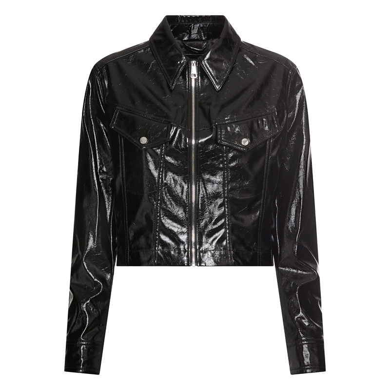 BOSS ORANGE Kurzjacke »Jasita Premium Damenmode« in Lederoptik Black 001 34 34 Truckerjacke von BOSS Orange Womenswear