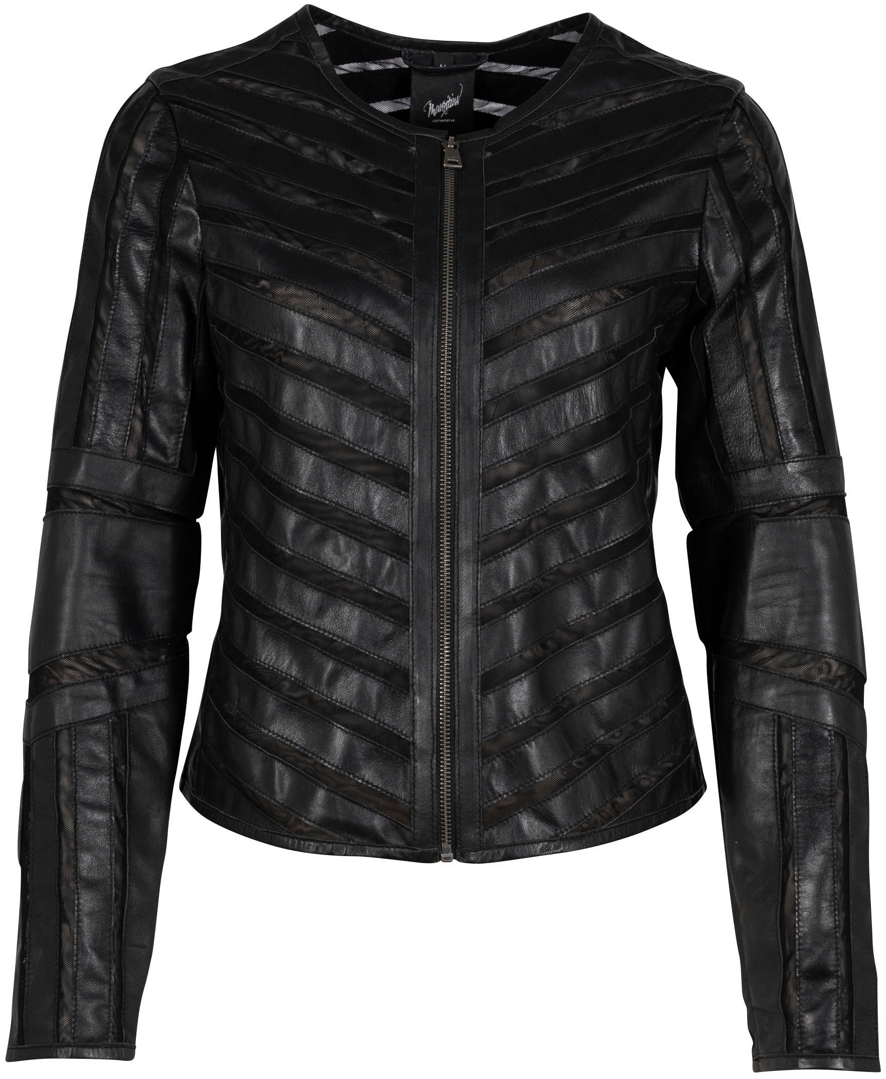 Mauritius Lederjacke »MWSuri LELEV«, gepatchtes Leder, Rundhals,Reißverschluss