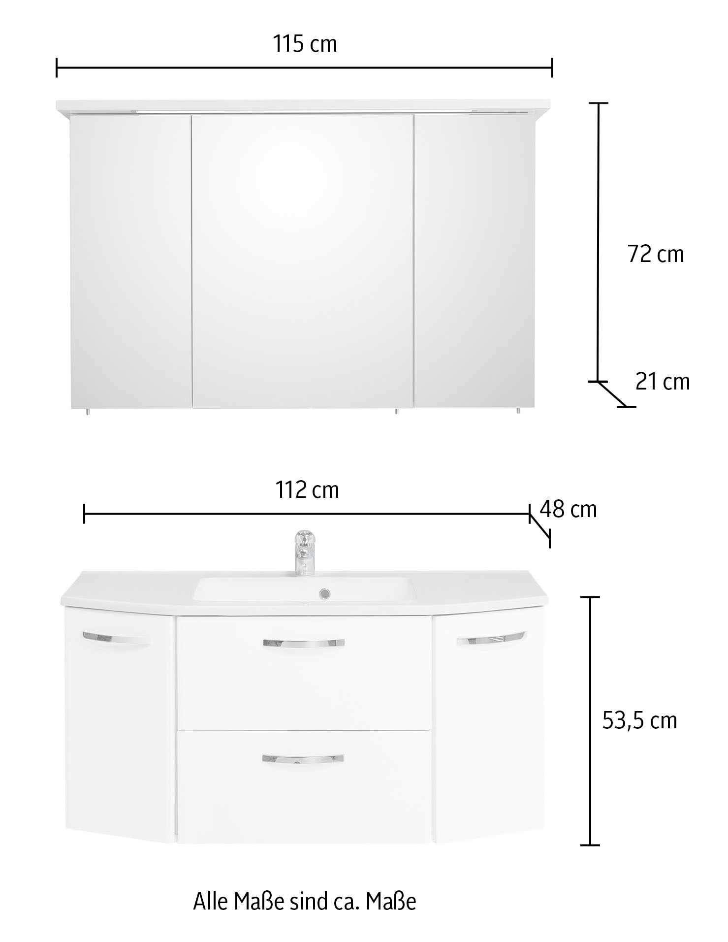 Saphir Badmöbel-Set »Quickset 326, 3-teilig, mit Mineralmarmorbecken« 3 Stk. tlg.