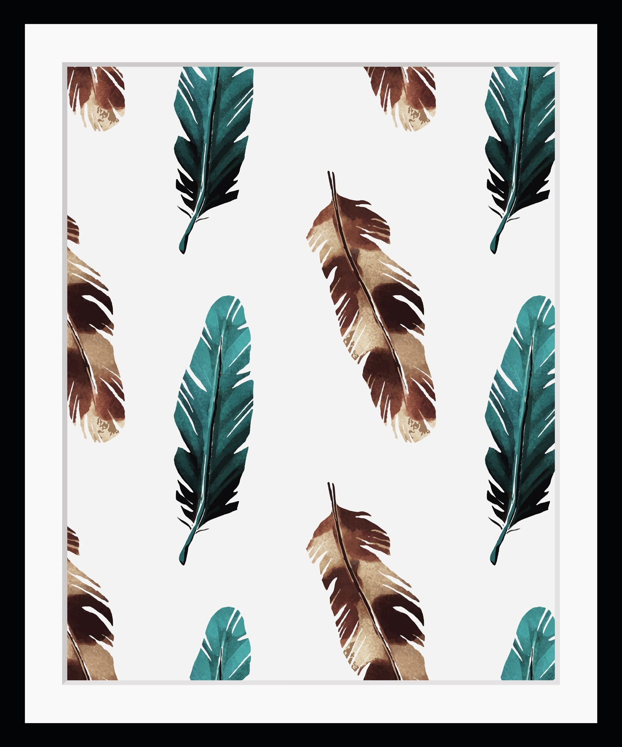 queence Bild »Frida«, Federn-Kunst, HD Premium Poster-Druck inkl. Holzrahmen