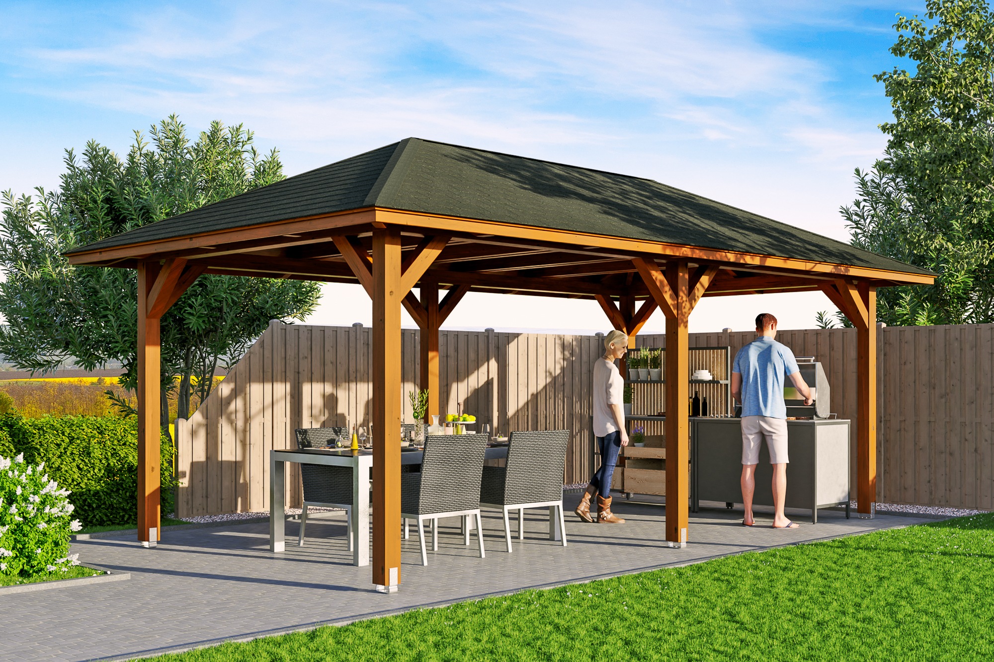 Skanholz Holzpavillon »Orleans 1«, Leimholz, 294 x 576 cm