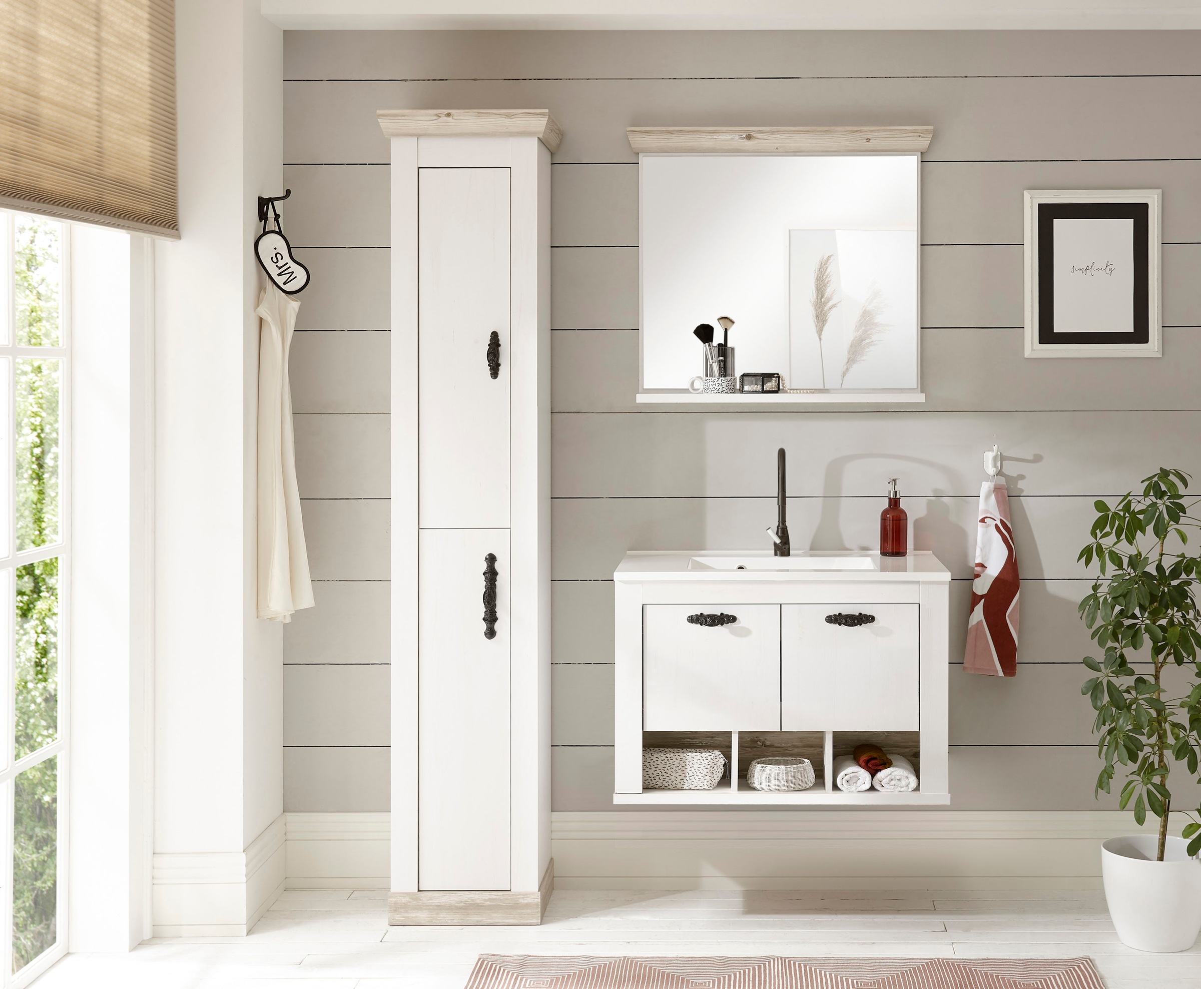 Home affaire Badmöbel-Set »Florenz, Bad im Landhausstil, 3-teiliges Badezim günstig online kaufen