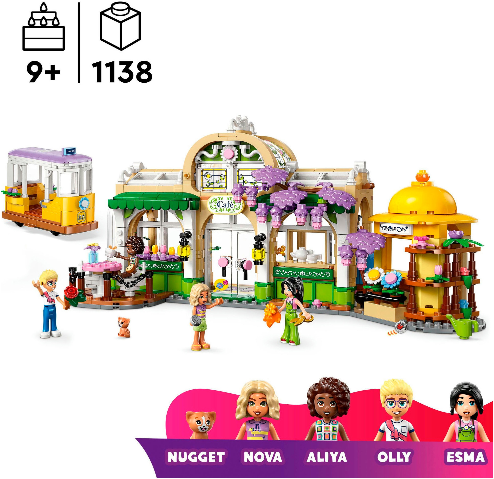 LEGO® Konstruktionsspielsteine »Pflanzencafé und Blumenkiosk (42671), LEGO Friends«, (1138 St.), Made in Europe