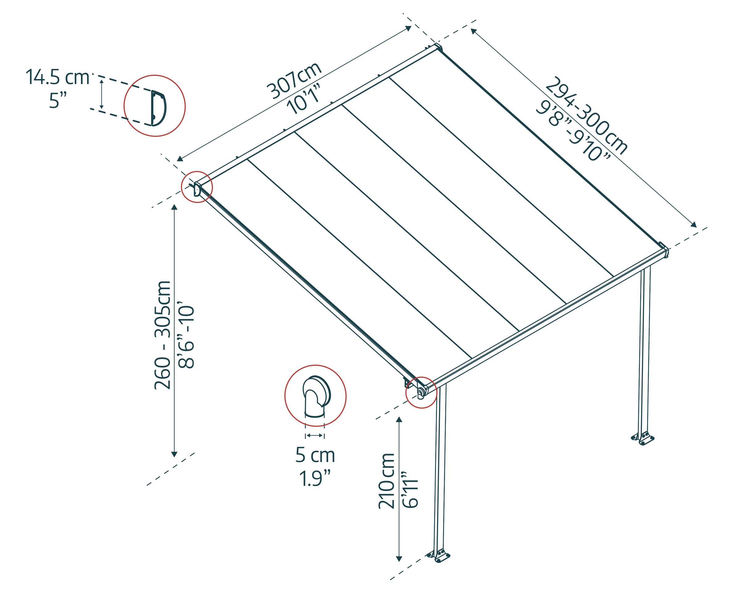 Palram - Canopia Terrassendach »Feria Alu Terrassenüberdachung«, einfache DIY Montage
