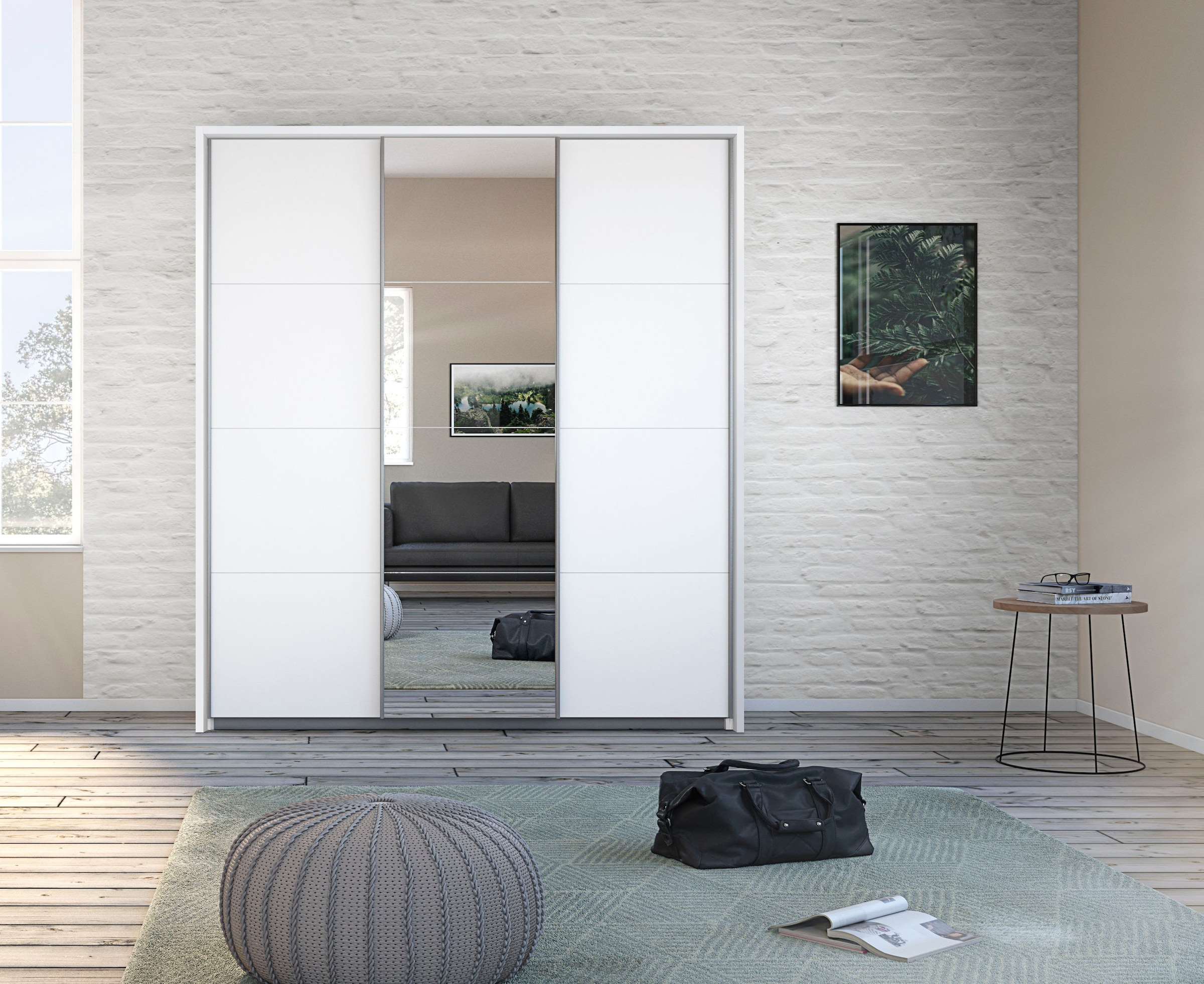 rauch Schwebetürenschrank »Kleiderschrank Schrank Garderobe Wäscheschrank TOMA mit Passepartout« inkl. Regaleinsatz sowie zusätzlichen Einlegeböden MADE IN GERMANY