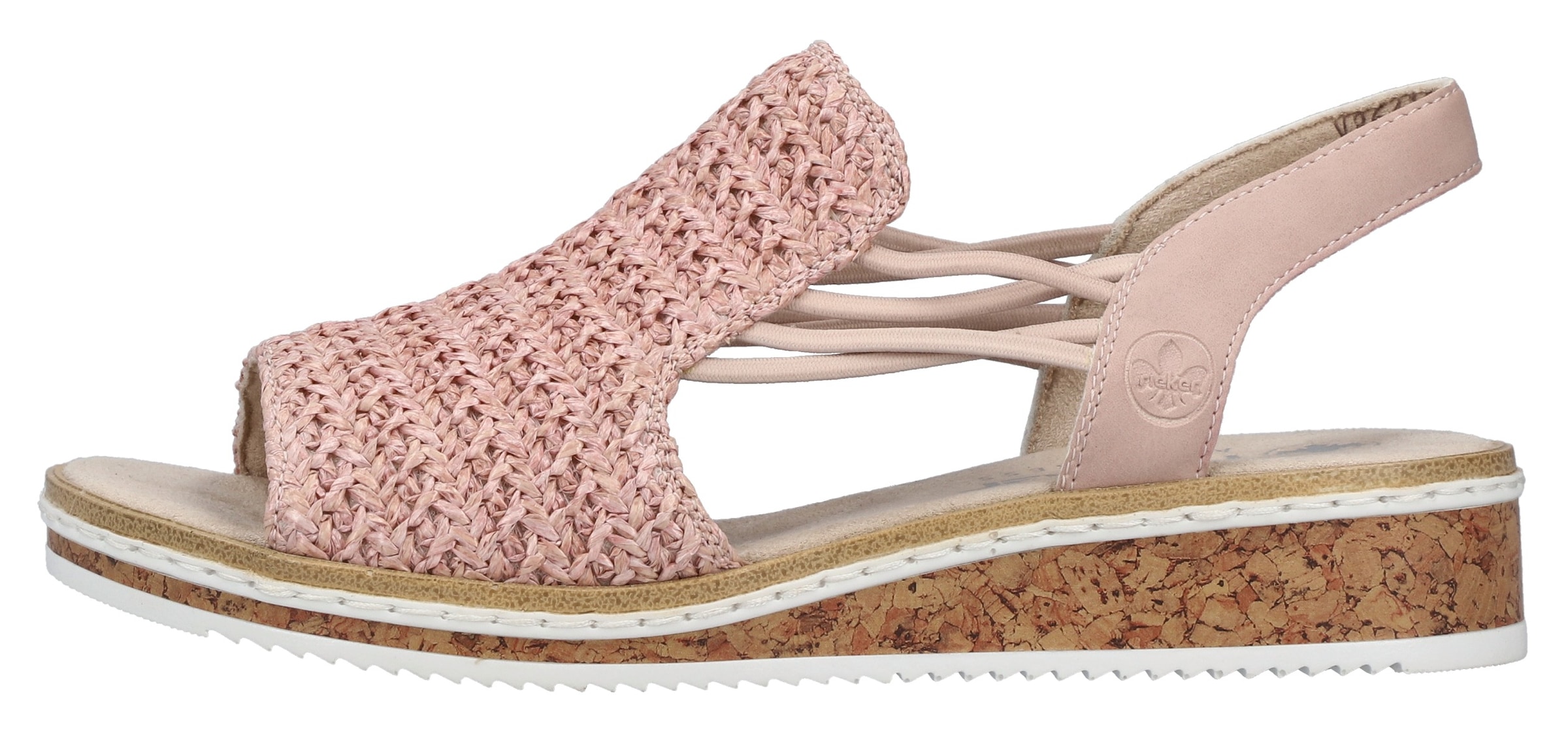 Rieker Sandale, Sommerschuh, Sandalette, Keilabsatz, mit seitlichen Gummizügen