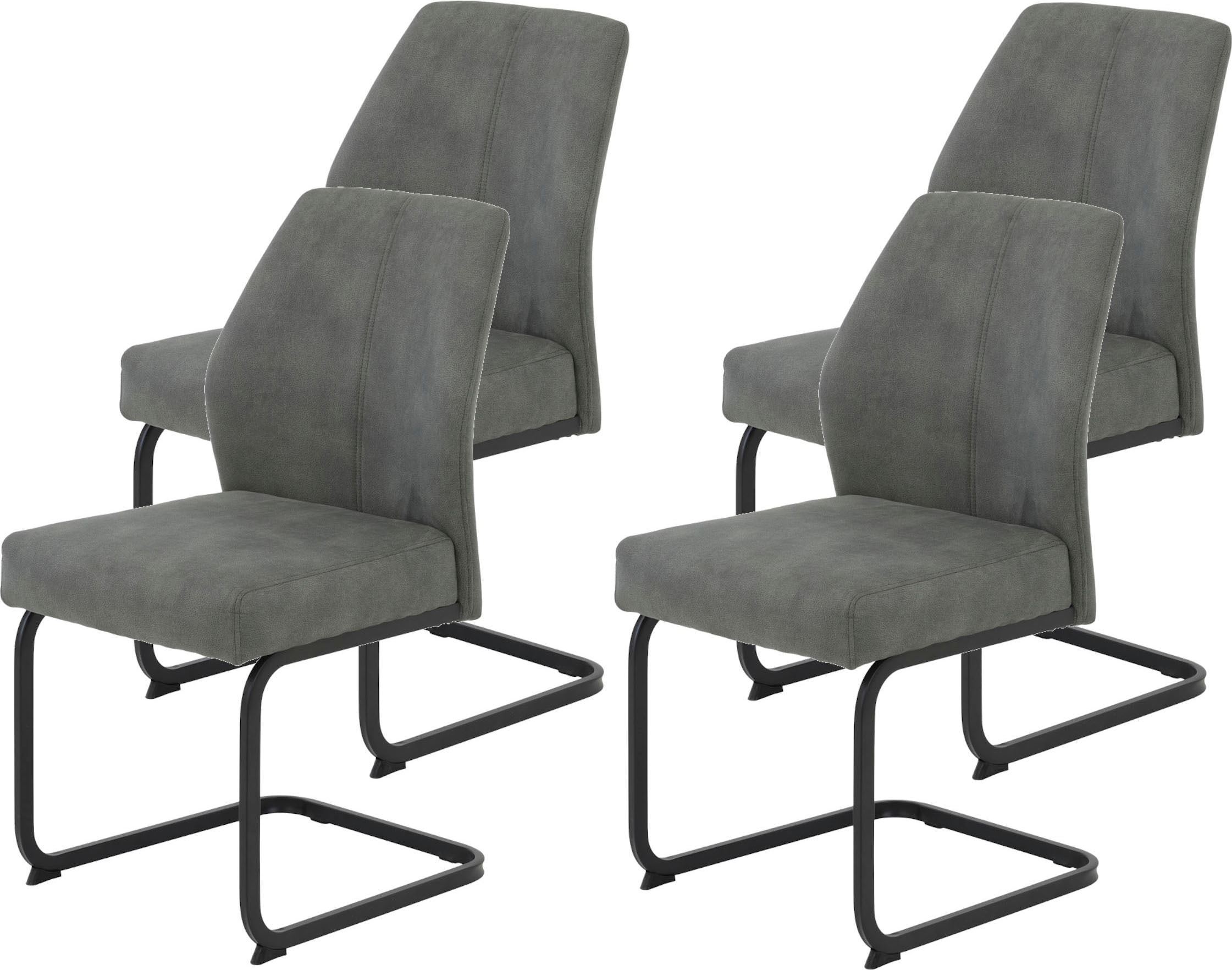 HELA Freischwinger »NEPTUN, Esszimmerstuhl-Set« (Set) 4 Stk.Federkern, 140 kg Belastbar, Pflegeleichter Stoff, Dicke Polsterung Vintage...