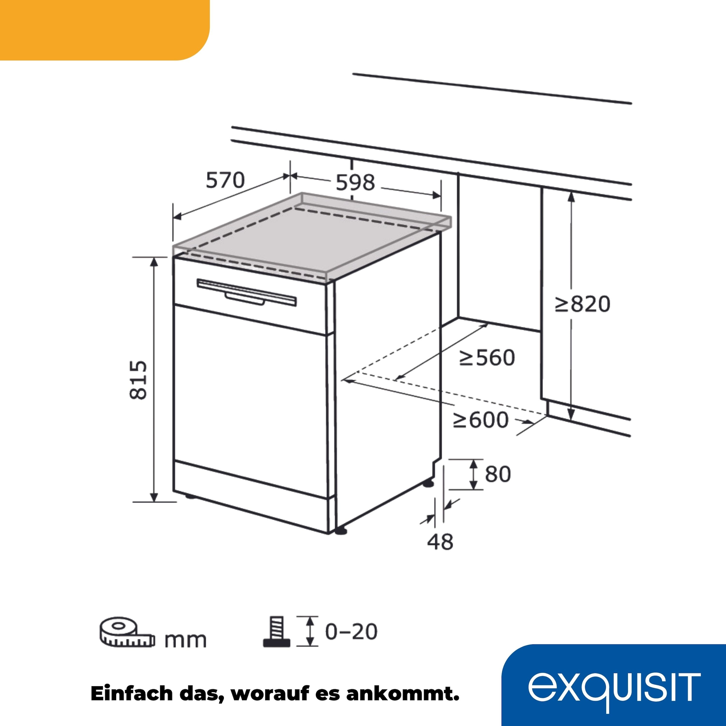 exquisit Standgeschirrspüler »GSP6312-030D silber«, 12 Maßgedecke