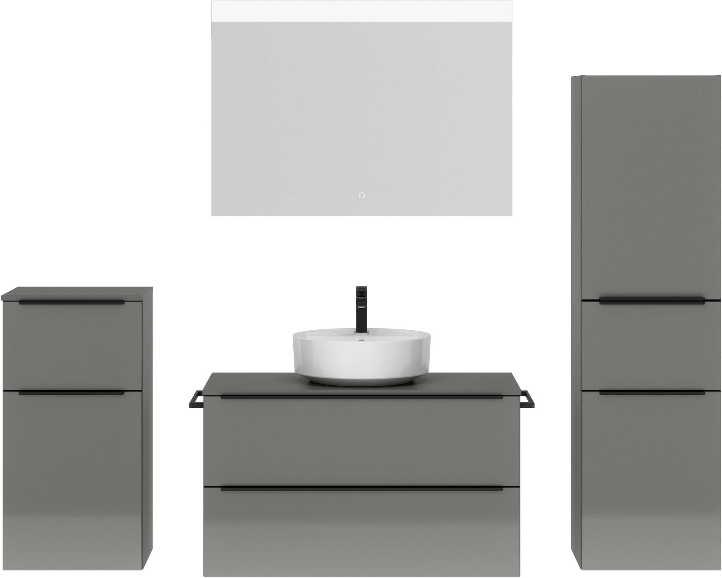 nobilia® Badmöbel-Set »Alvene«, (4 St., vormontiert, mit Soft-Close), Hochg günstig online kaufen