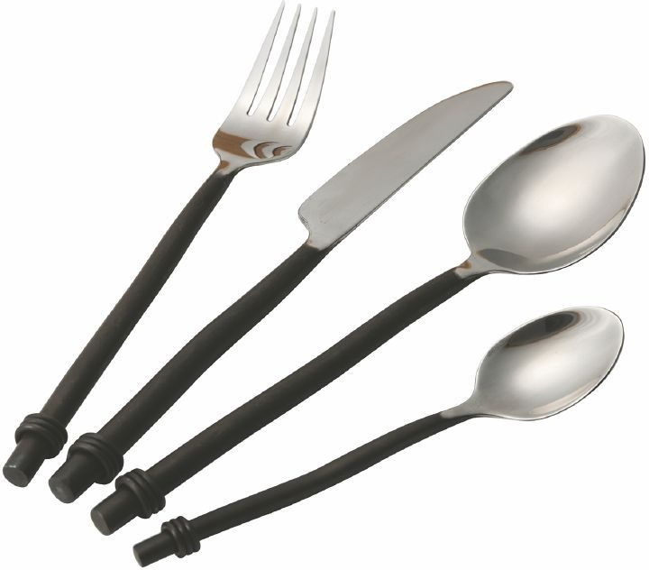 Villa d'Este Besteck-Set »Materia Black«, (Set, 24 tlg.), Essbesteck-Set, poliert