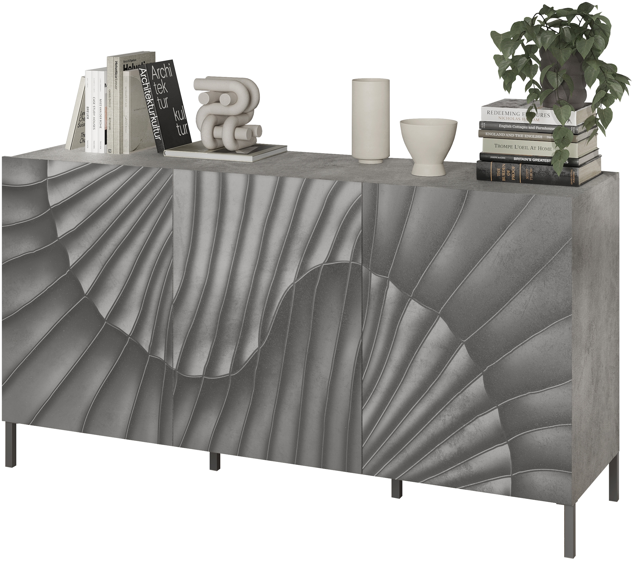 INOSIGN Sideboard »Snake Breite 181 cm, moderne Kommode mit 3 Türen«, Anrichte mit viel Stauraum, Front mit besonderem Siebdruck