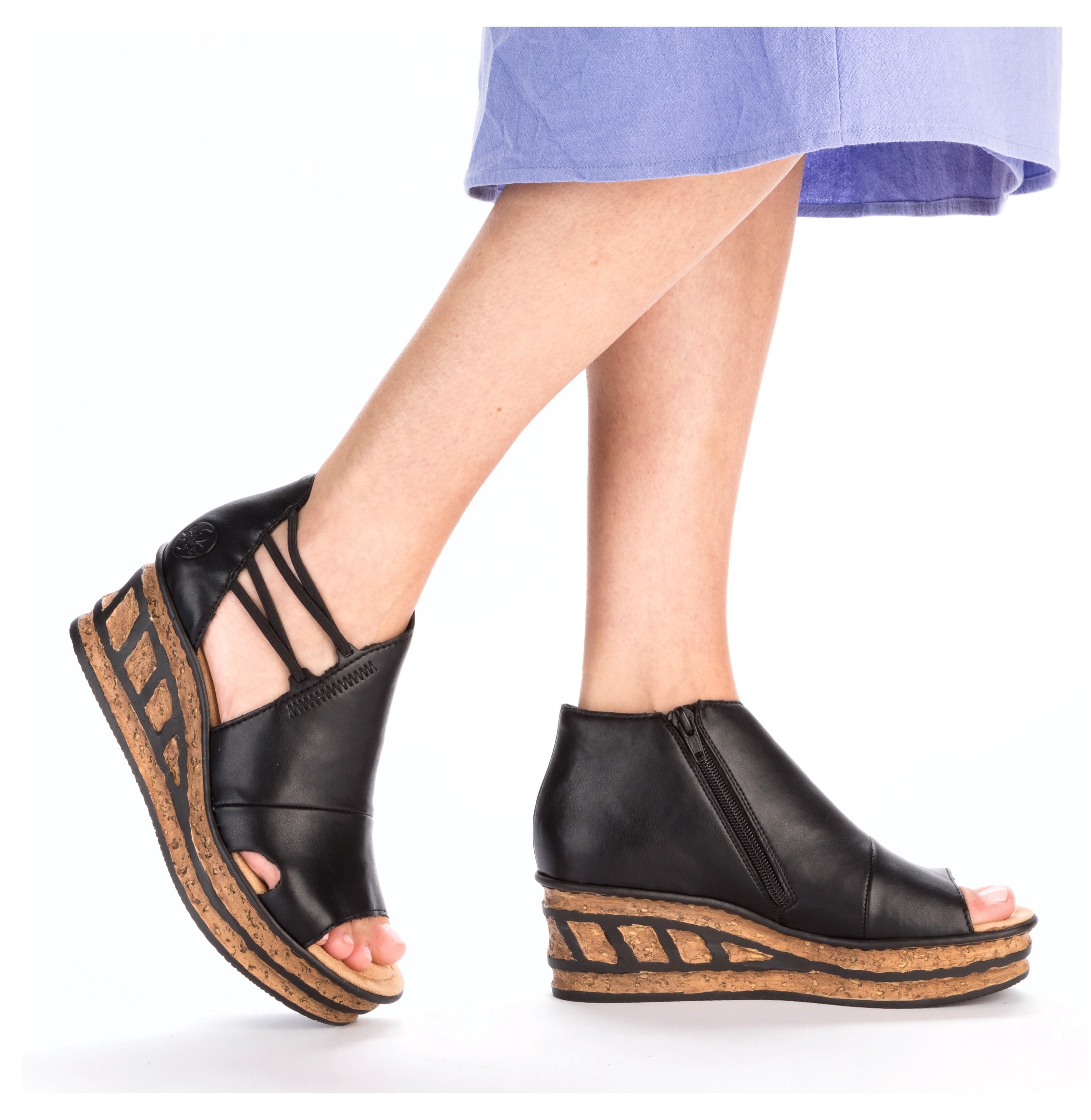 Rieker Keilsandalette  , Sommerschuh, Sandale, Keilabsatz, mit Innen-Reißverschluss
