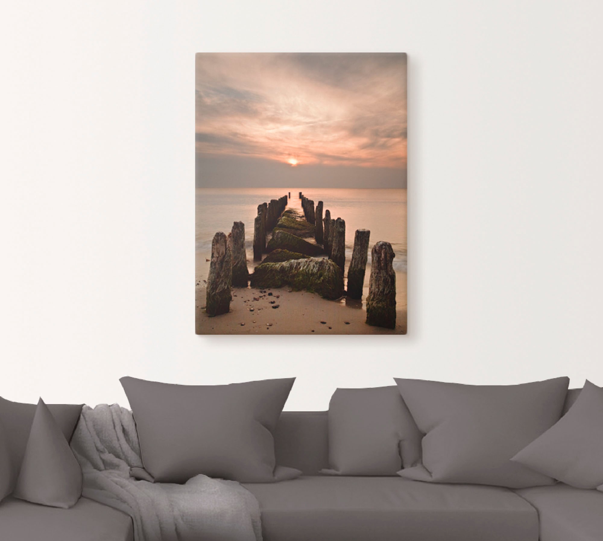 Artland Leinwandbild »Sonnenuntergang an der Ostsee«, Sonnenaufgang & -untergang, (1 St.), auf Keilrahmen gespannt