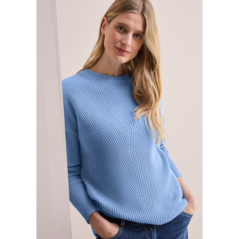 CECIL Rundhalspullover mit Struktur fresh light blue L (42) L (42) Pullover von CECIL