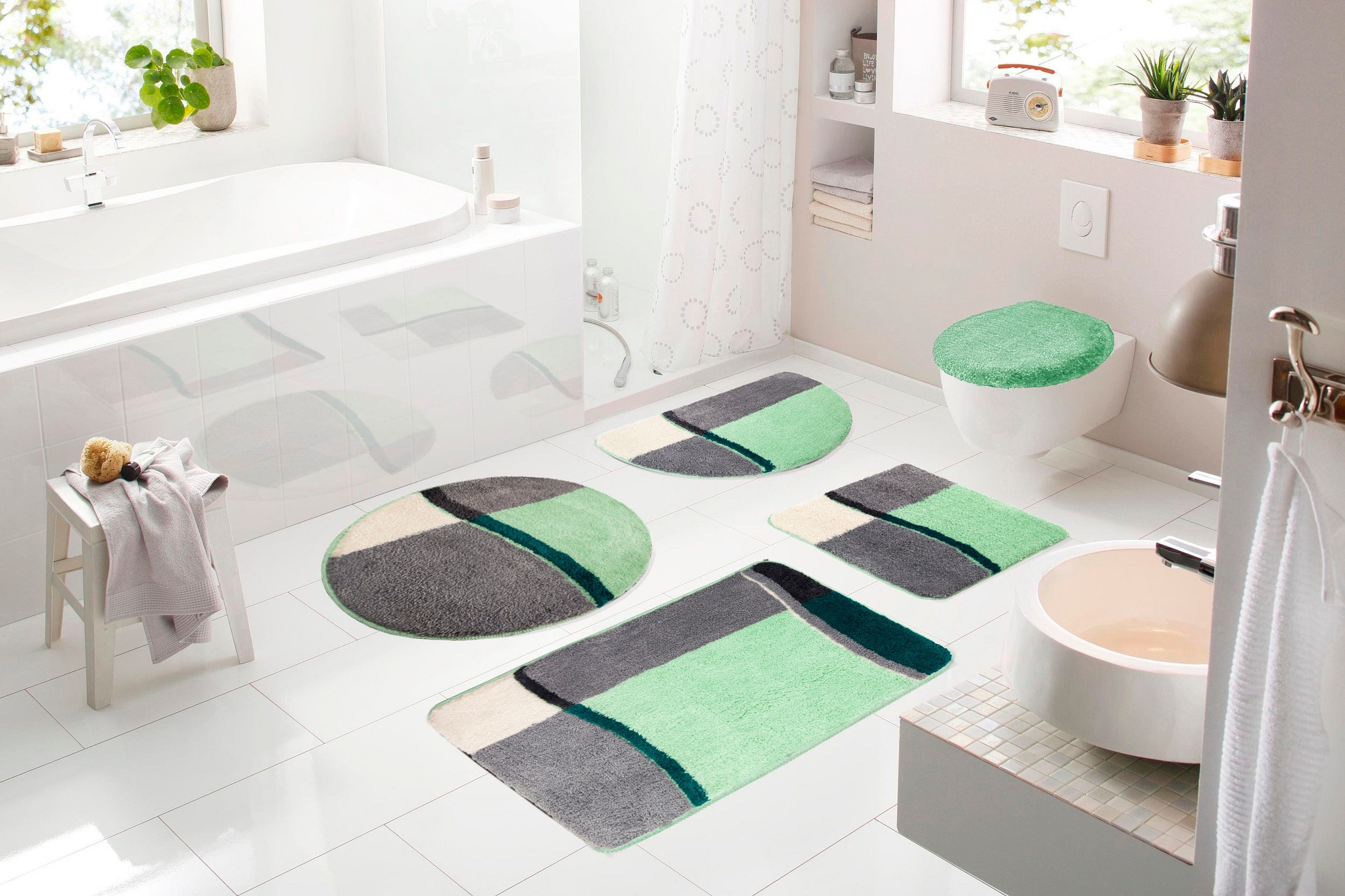 my home Badematte »Belio, Badvorleger, Badezimmer Teppich«, rutschhemmend b günstig online kaufen