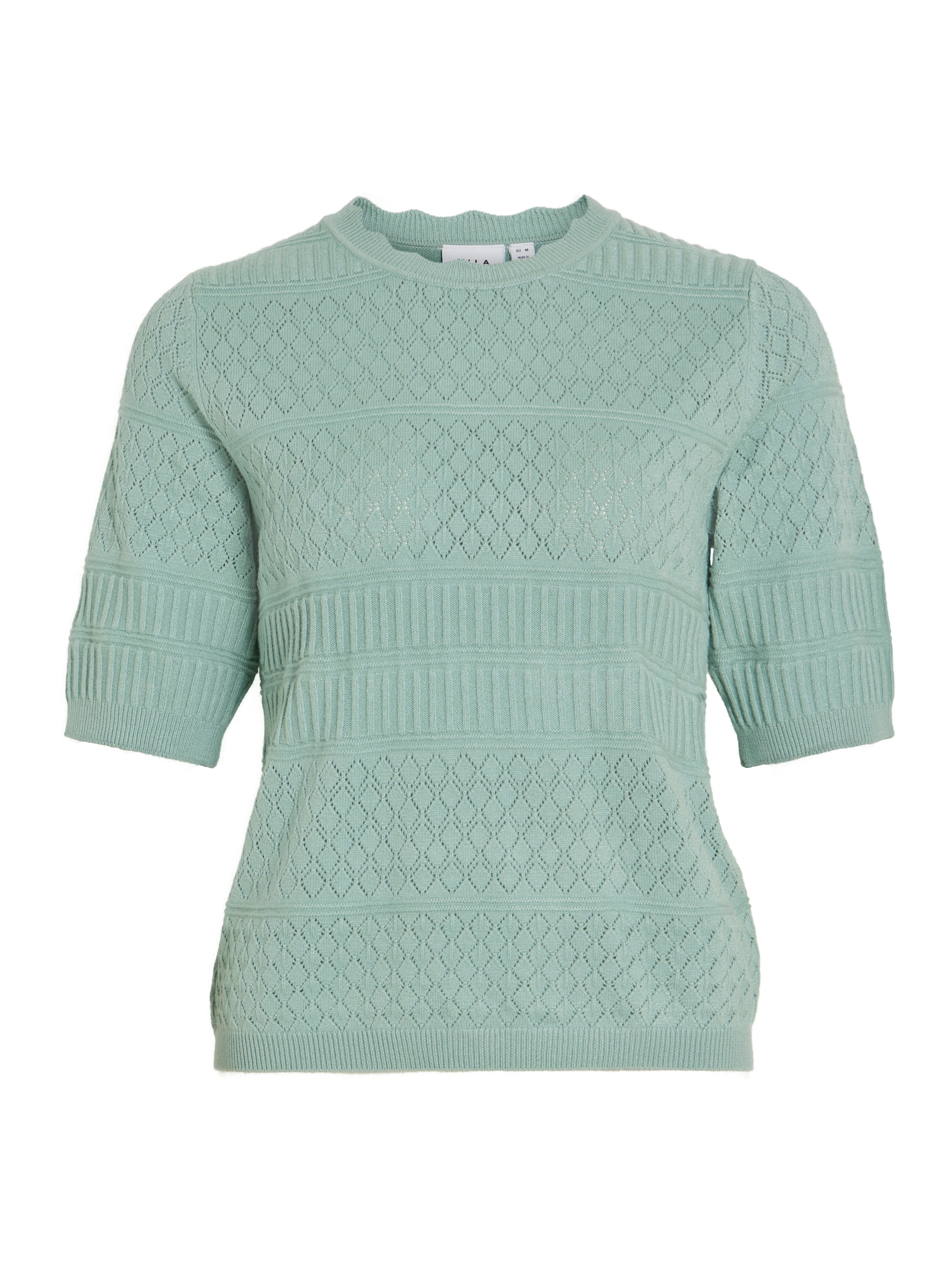 Vila Kurzarmpullover »VIMILOS S/S O-NECK POINTELLE TOP - NOOS«