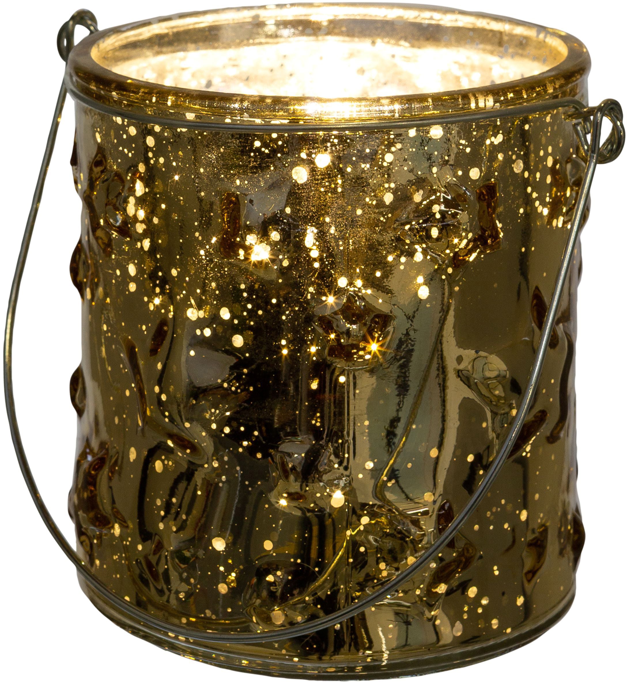 Creativ deco Windlicht »Weihnachtsdeko«, (4 St.), Glas mit Stern-Struktur