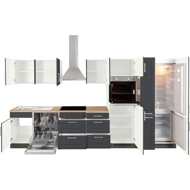 HELD MÖBEL Küchenzeile »Stockholm«, Breite 370 cm, mit hochwertigen MDF  Fronten im Landhaus-Stil online kaufen