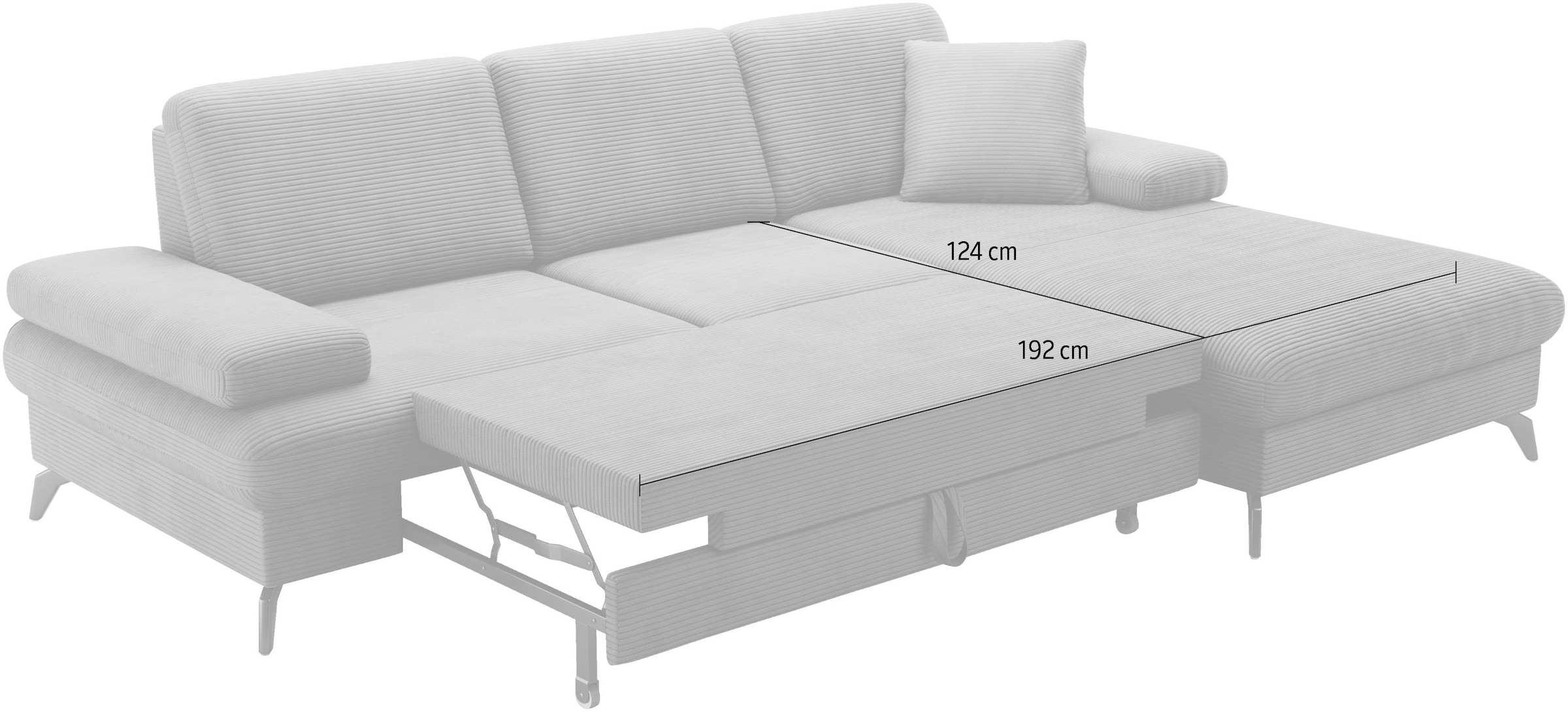 sit&more Ecksofa »Morris Jubi L-Form, inklusive XXL-Liegefläche, bzw. Schlaffunktion«, Bettfunktion, Armteilverstellung und 1 Zierkissen