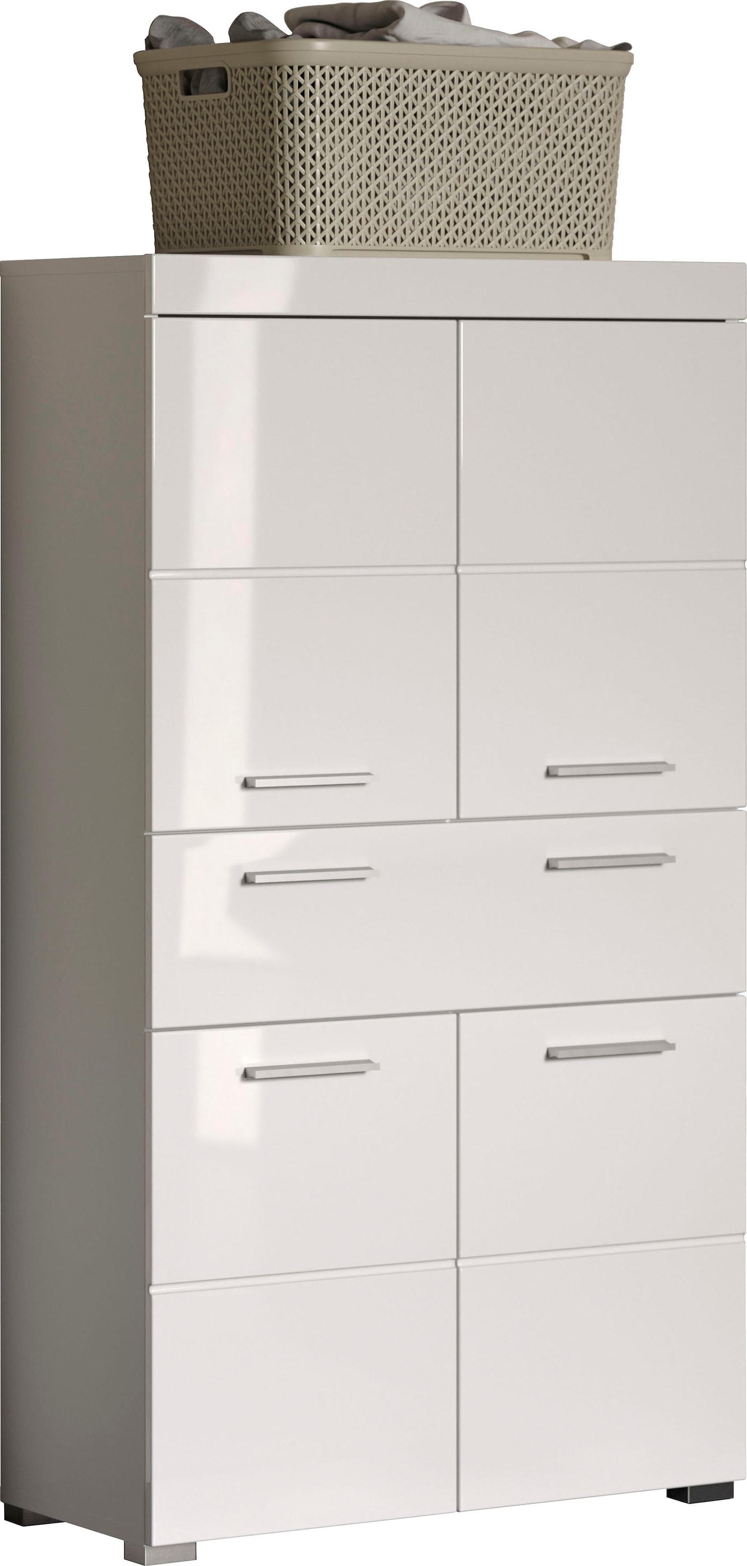 welltime Midischrank »Avena« Standschrank mit 4 Türen, 1 Schublade - (B/T/H) 73/31/130 cm