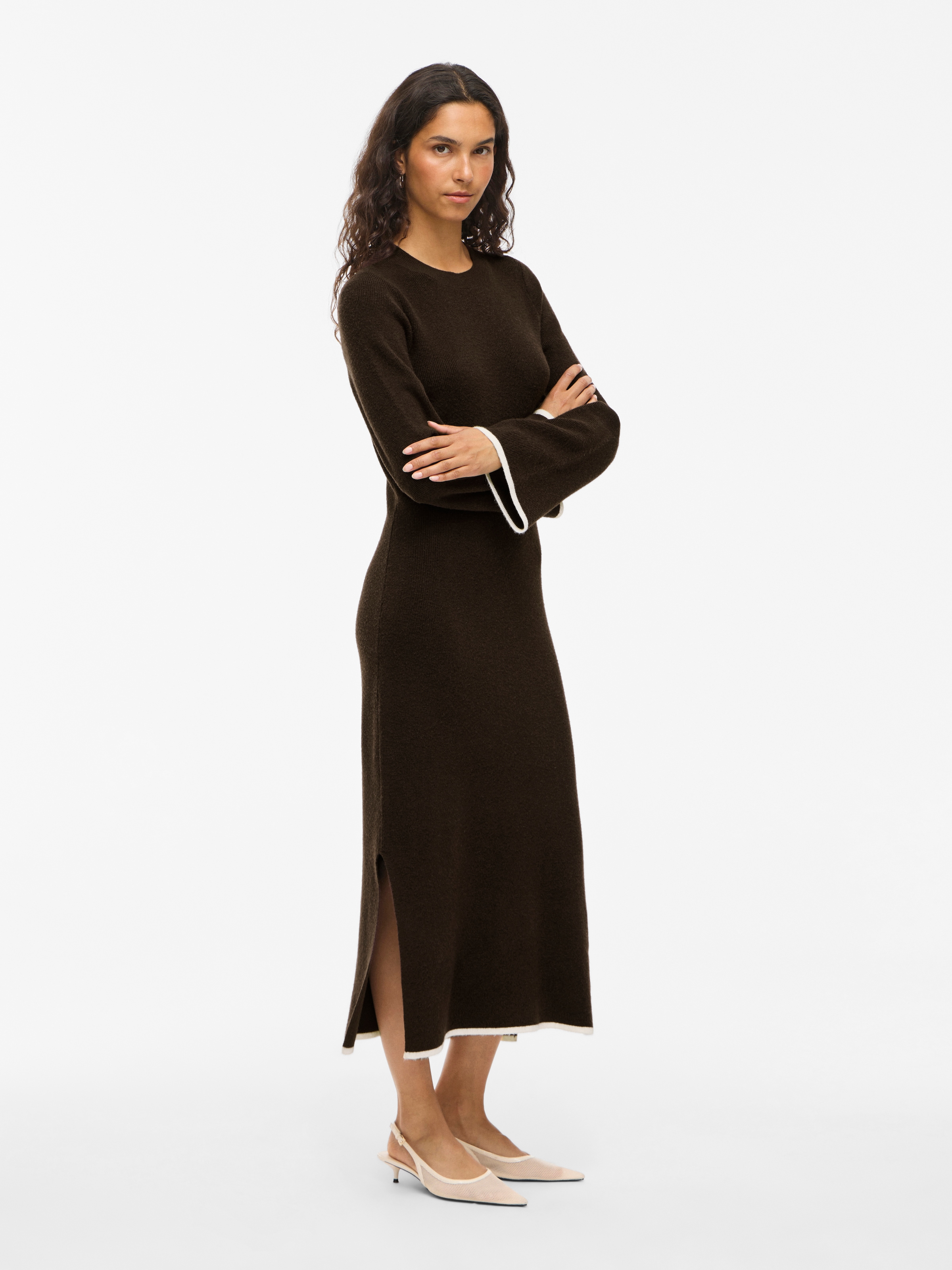 Vila Strickkleid »VIKERRY O-NECK L/S KNIT MAXI DRESS-NOOS« Materialmix, regular fit