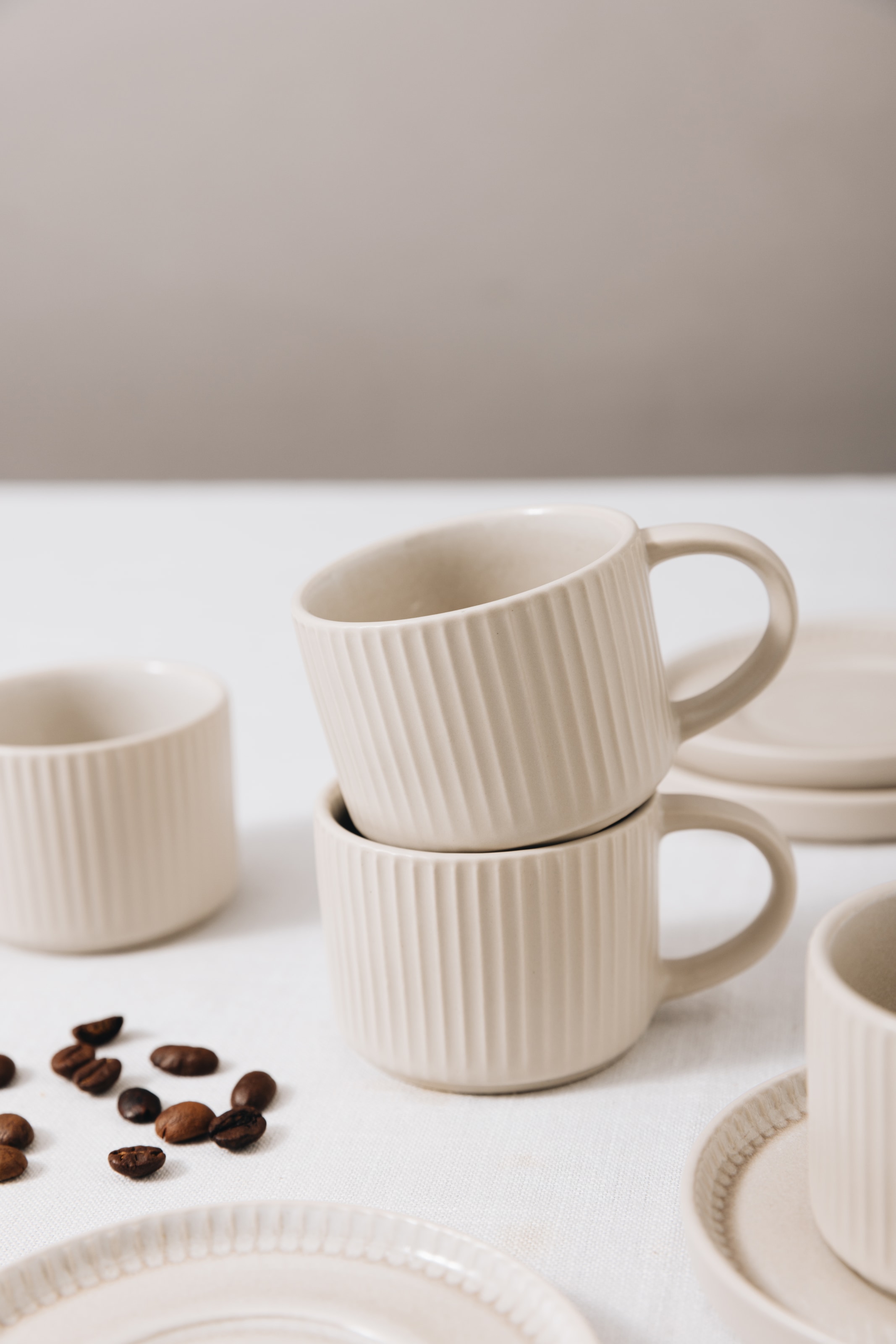 OTTO home Espressotasse »Ylvii, 12er Set, bestehend aus 6 Tassen + 6 Untertassen« für 6 Personen, spülmaschinenfest und mikrowellengeeignet, 90 ml