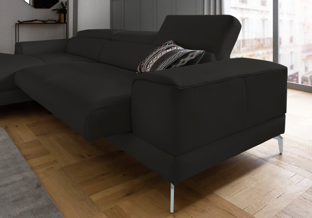 W.SCHILLIG Ecksofa »piedroo, Designsofa mit tollem Sitzkomfort, bequem und elegant, L-Form«, Kopfteilverstellung, wahlweise mit Sitztiefenverstellung, Breite 303cm