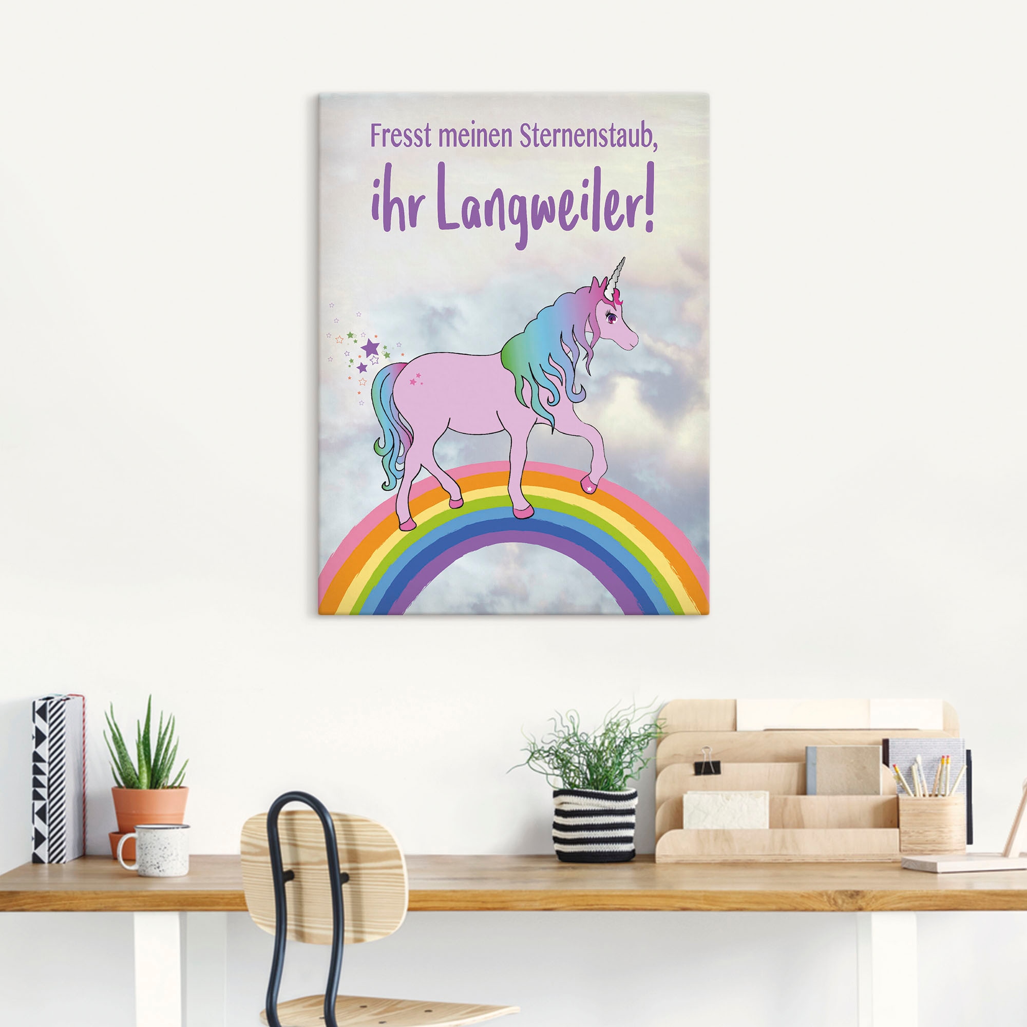 Artland Leinwandbild »Einhorn fresst meinen Sternenstaub«, Animal Fantasy, günstig online kaufen