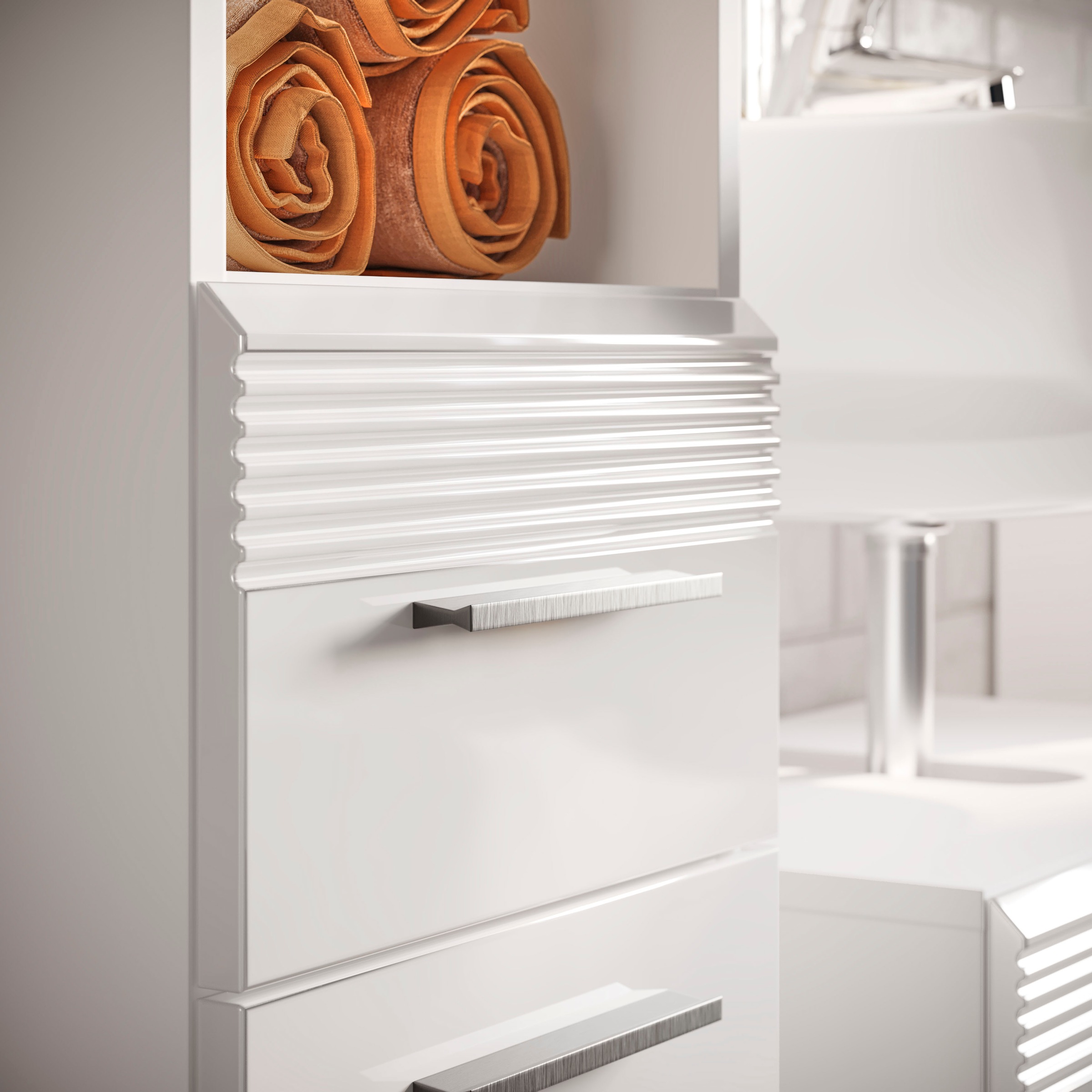 INOSIGN Badmöbel-Set »Malmö, 5 teilig, inklusive LED Beleuchtung, bestehend aus:«, (Set, 5 St.), Hochschrank, WBU, Spiegelschrank, Unterschrank, Hängeschrank