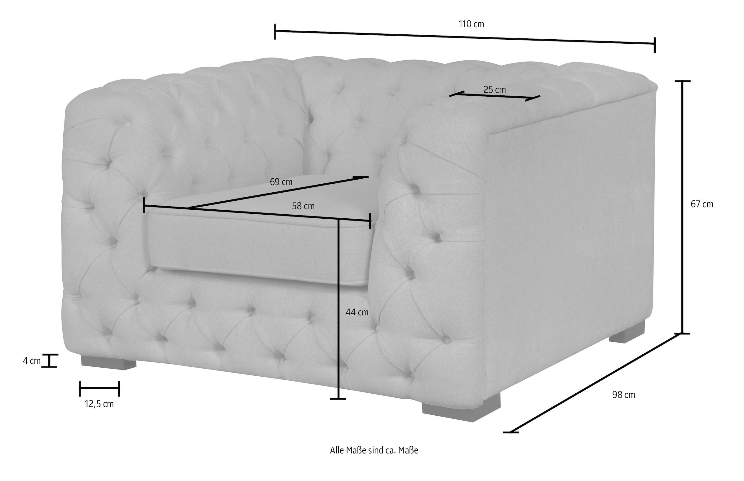 Guido Maria Kretschmer Home&Living Chesterfield-Sessel »Kalina Sessel«, mit klassischer Chesterfield-Knopfheftung, sehr hochwertige Qualität