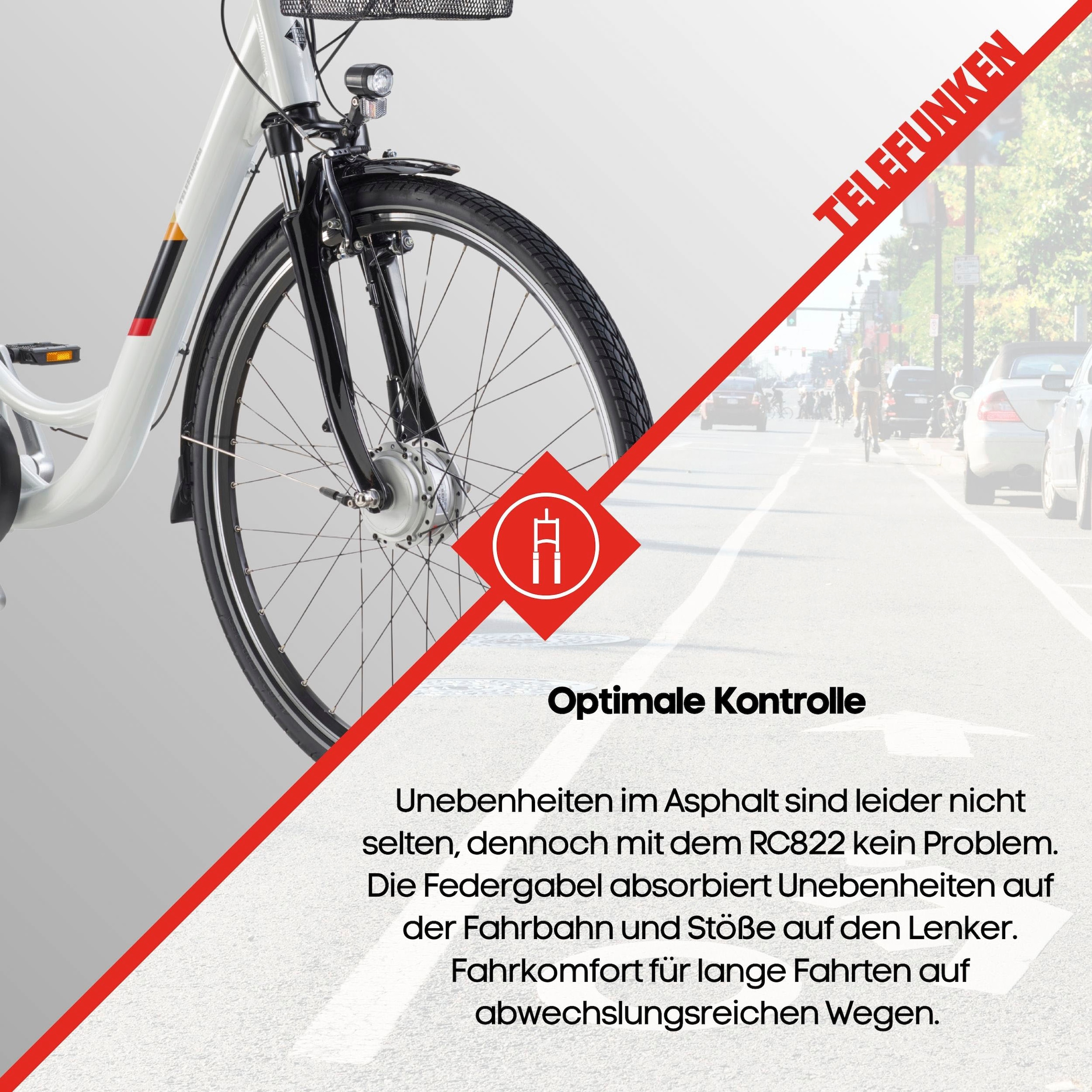 Telefunken E-Bike »Multitalent RC822«, 7 Gang, Shimano, Tourney, Frontmotor 250 W, (ca. 100 km Reichweite-2 V-Bremsen-Beleuchtung-Straßenzulassung), Elektrofahrrad, Damen Herren, 28 Zoll, 36,9 V, 531,3 Wh Akku, Pedelec