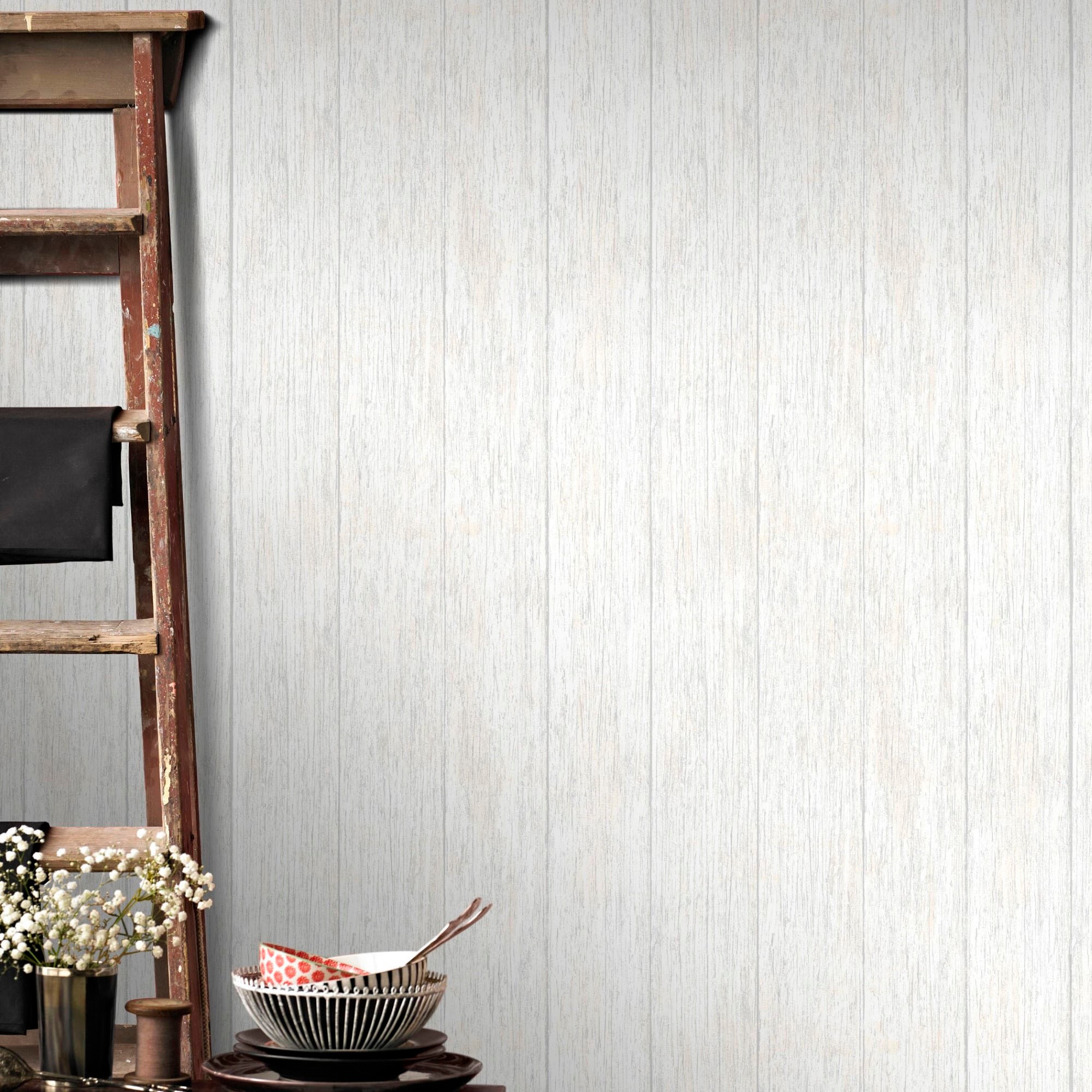 Superfresco Easy Vliestapete »Sahara - Holzbohlen« Holz geprägt Crème - 10m günstig online kaufen