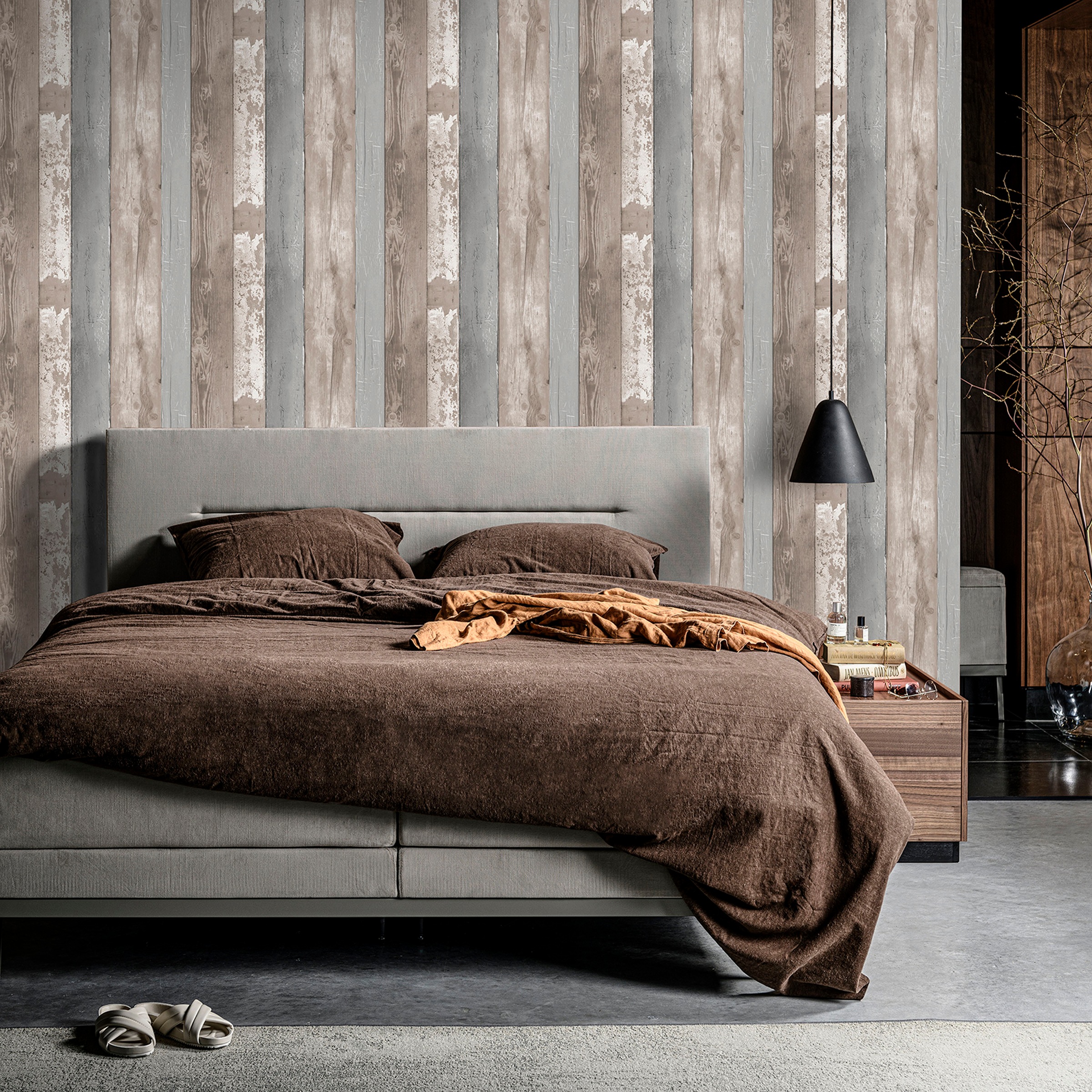 vtwonen Vliestapete »Holzbohlen«, Holz, Grau - 10m x 52cm