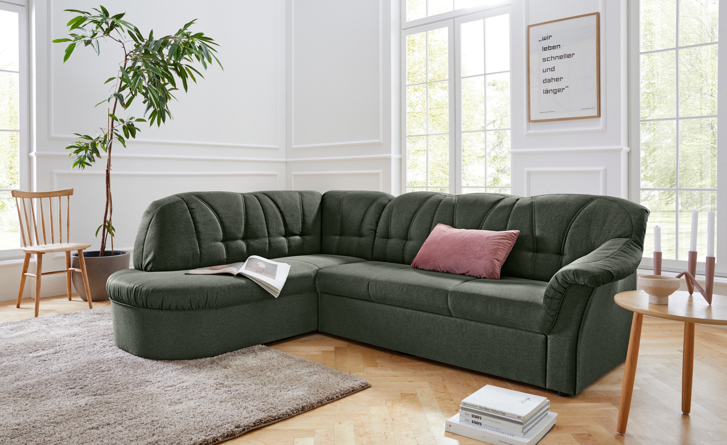 DOMO collection Ecksofa »Pegnitz, elegante Rückensteppung, zeitlose Formens günstig online kaufen
