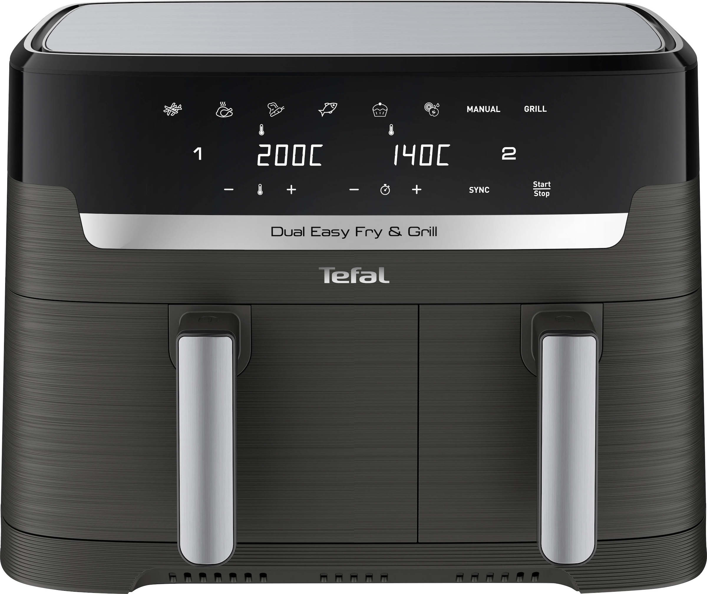 Tefal Heißluftfritteuse »EY905B Dual Easy Fry & Grill«, 2700 W, Doppelkammer, 8,3 L Kapazität, mit Hamburger Presse