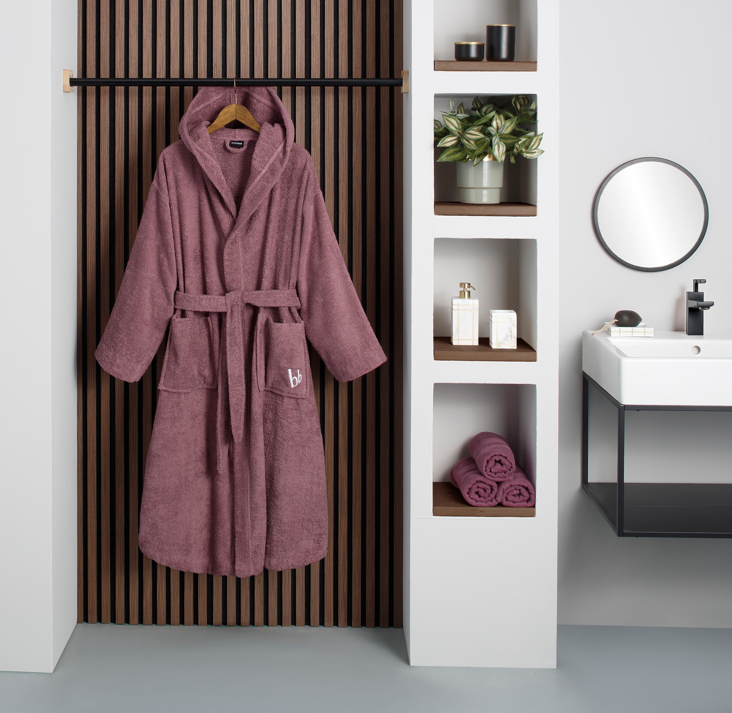 Bruno Banani Unisex-Bademantel »Robby, ideal für Sauna & Spa, Standardlänge & Überlänge« 1 Stk. Damen & Herren Bademäntel, Baumwolle, mit Taschen, Sauna, XS-3XL